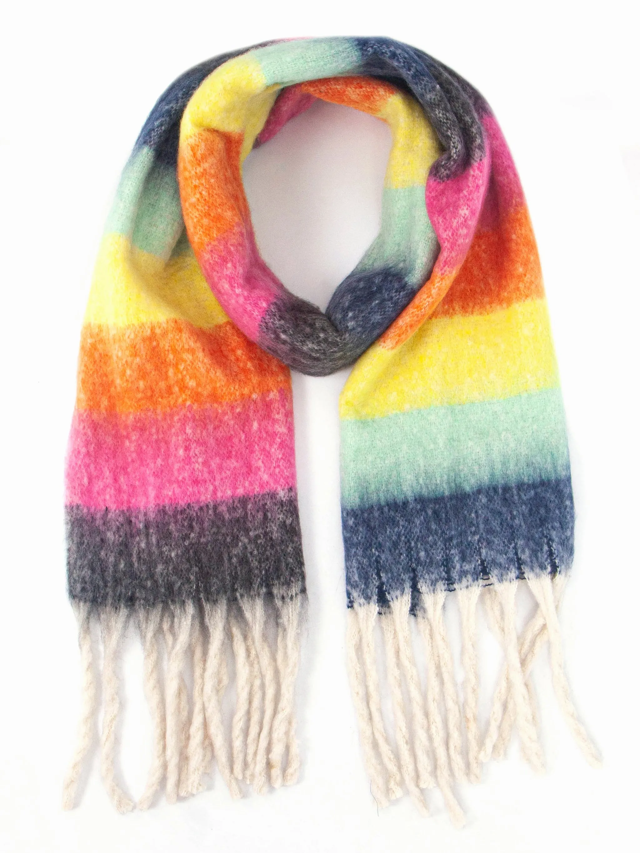 Joey Heavyweight Scarf - Multi, Rainbow Stripe