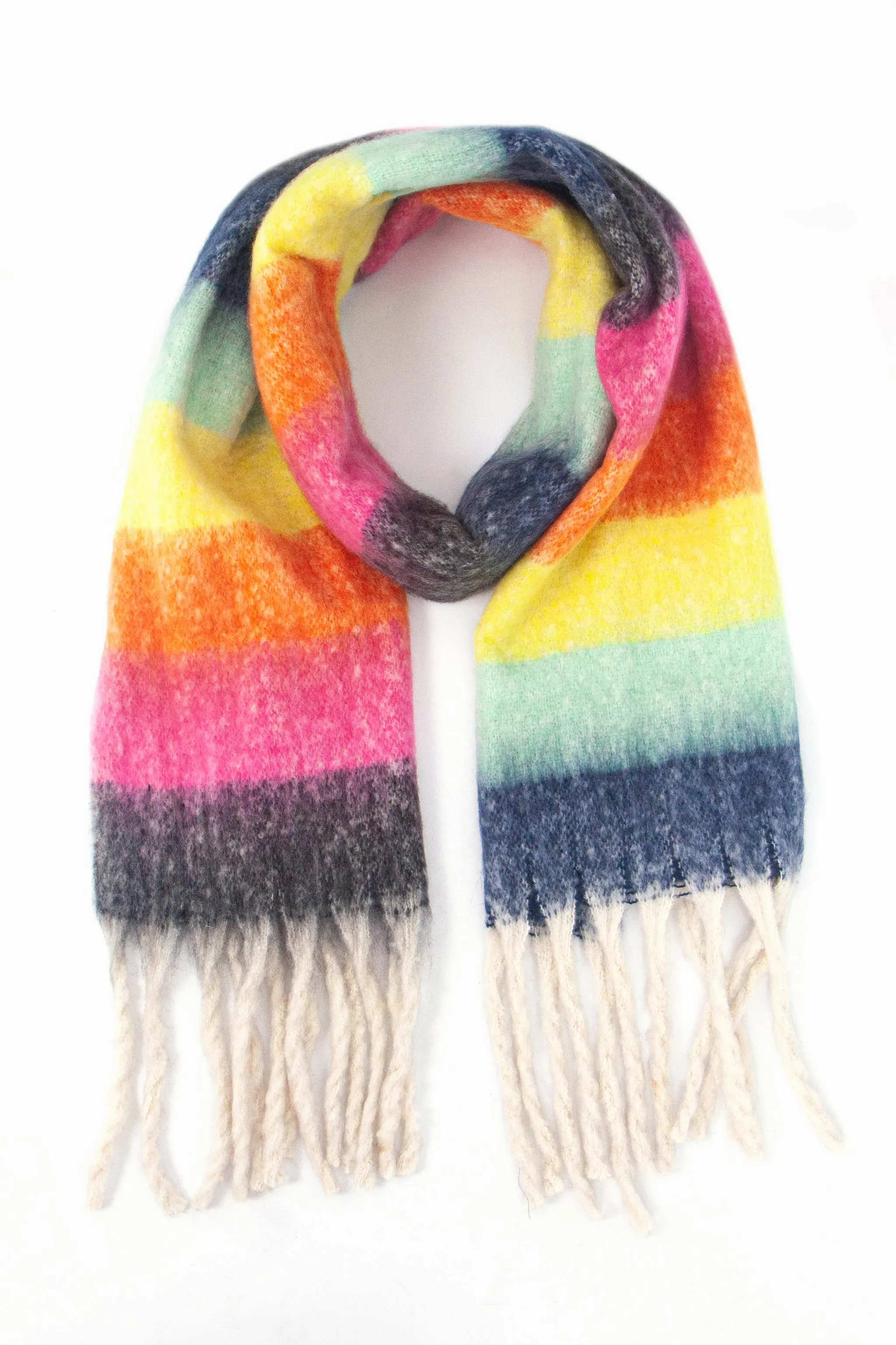 Joey Heavyweight Scarf - Multi, Rainbow Stripe
