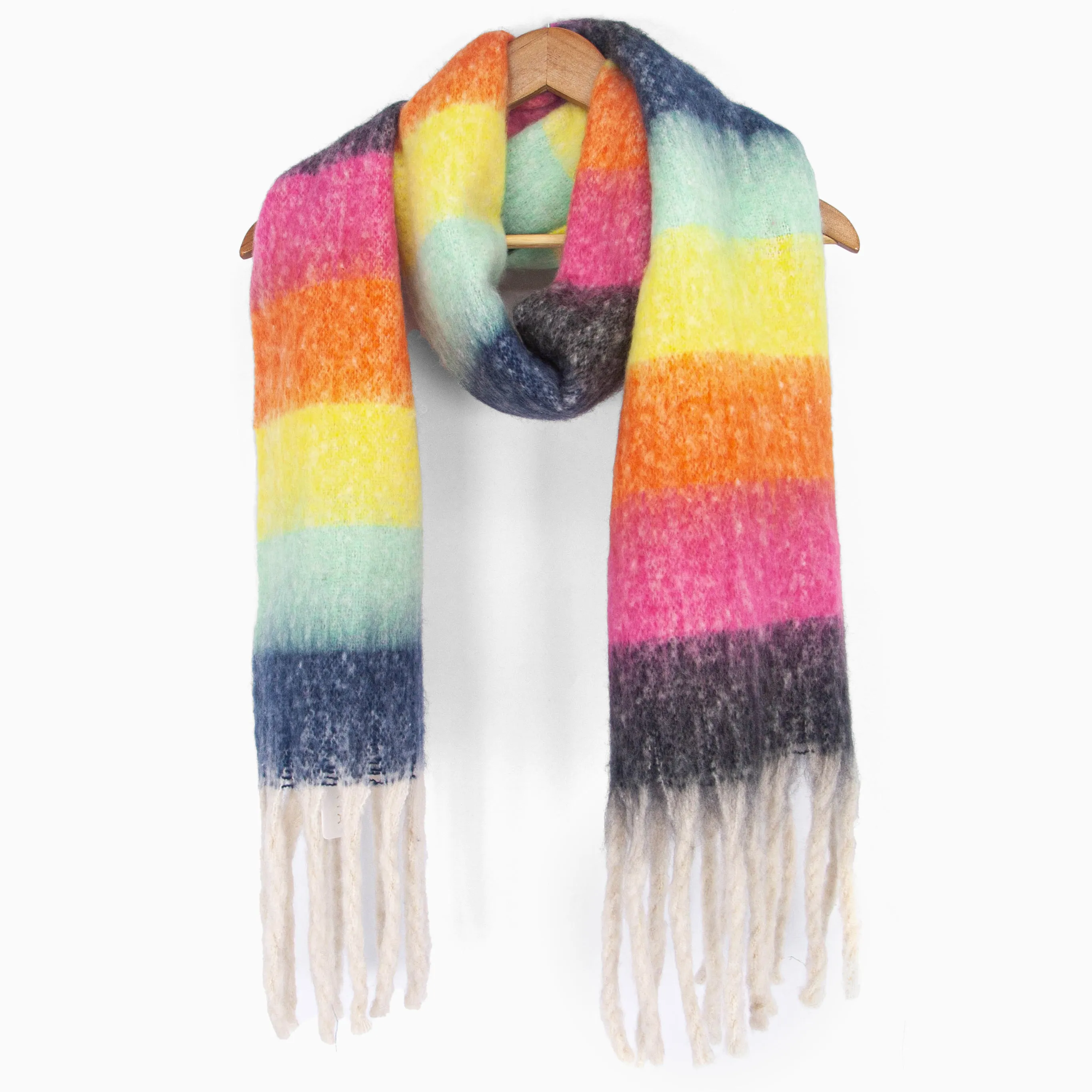 Joey Heavyweight Scarf - Multi, Rainbow Stripe