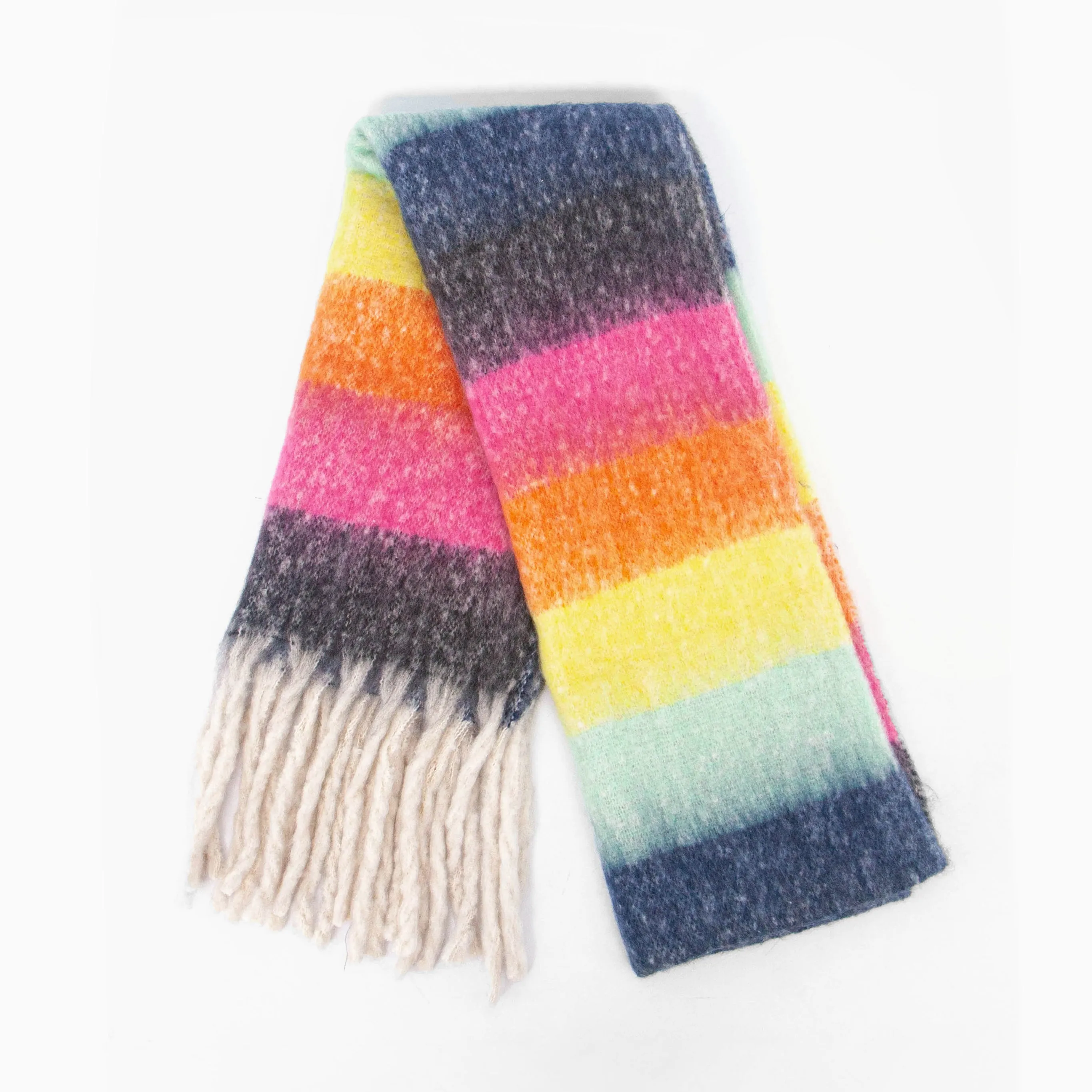 Joey Heavyweight Scarf - Multi, Rainbow Stripe