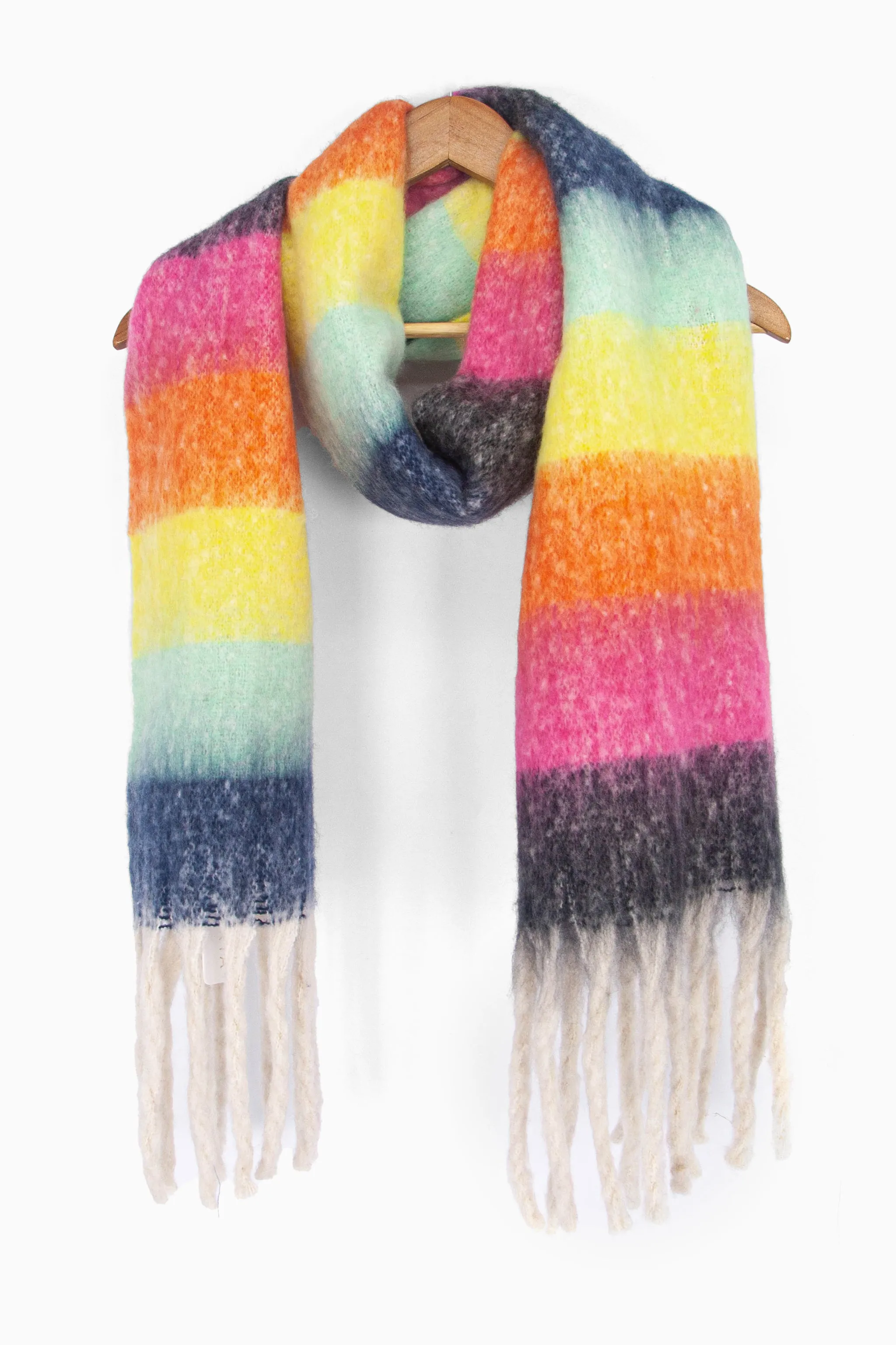 Joey Heavyweight Scarf - Multi, Rainbow Stripe