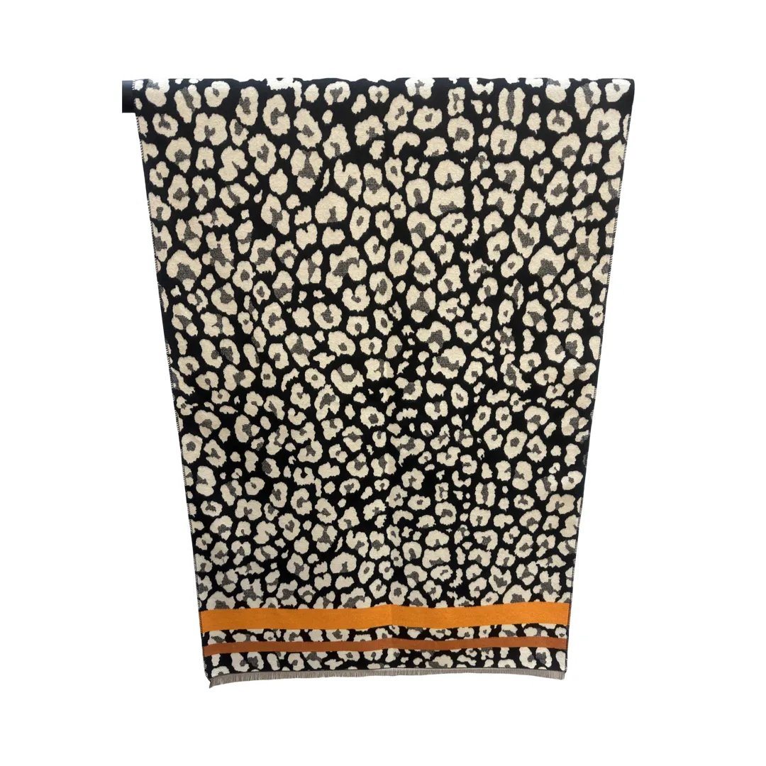 Leopard Print Rectangular Throw Scarf