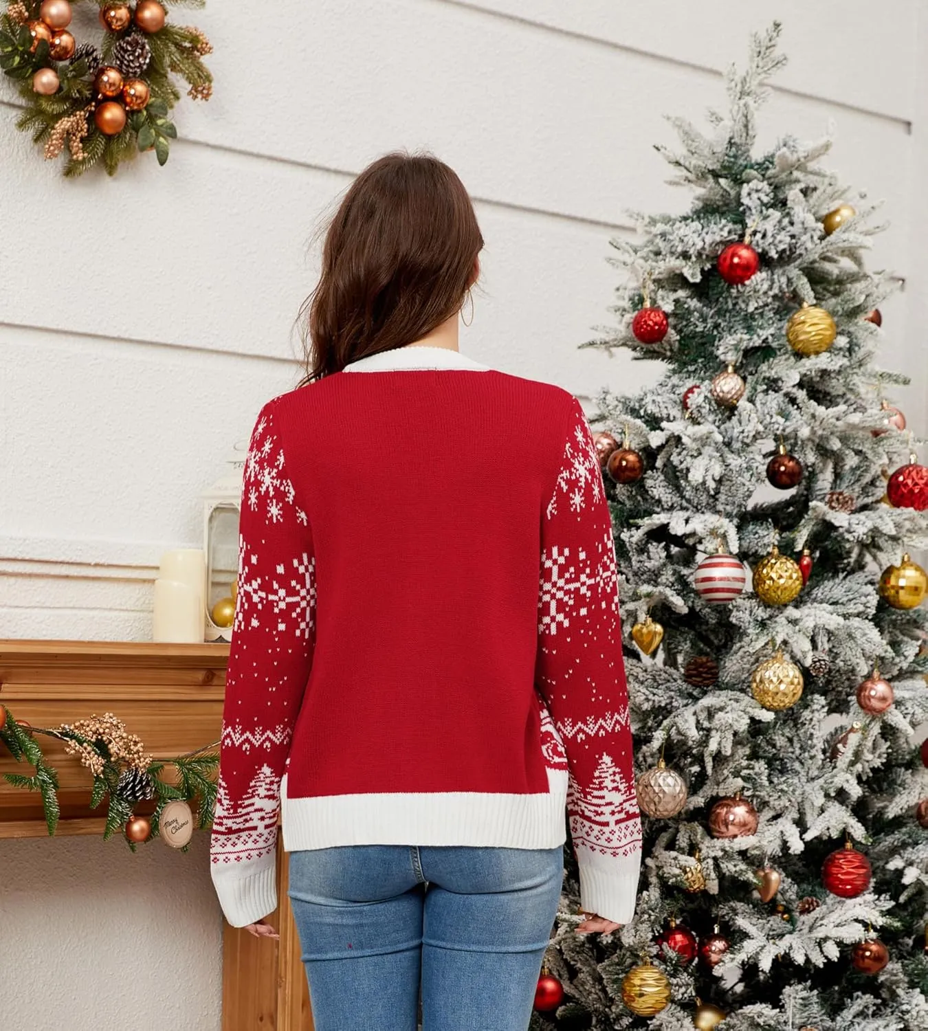 LUBOT Ugly Christmas Sweaters Women Tacky Cute Funny Holiday Parties Knitted Xmas Sweater