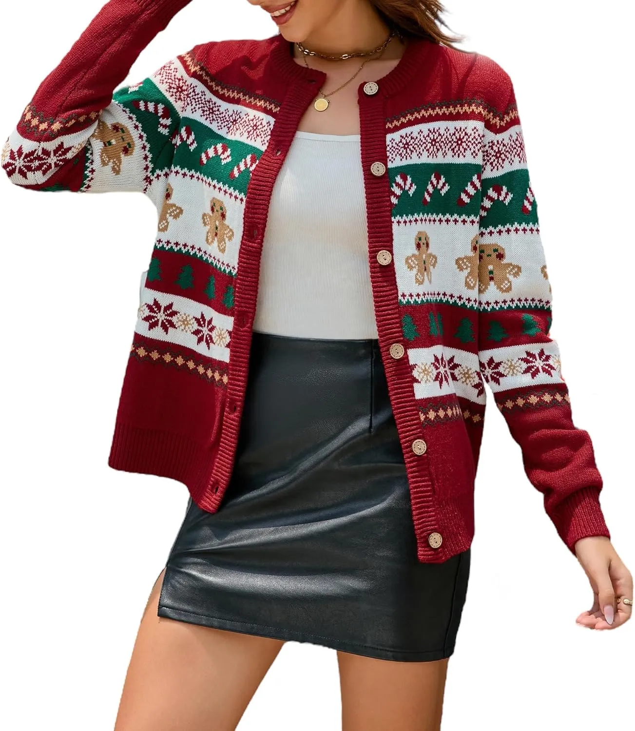LUBOT Ugly Christmas Sweaters Women Tacky Cute Funny Holiday Parties Knitted Xmas Sweater