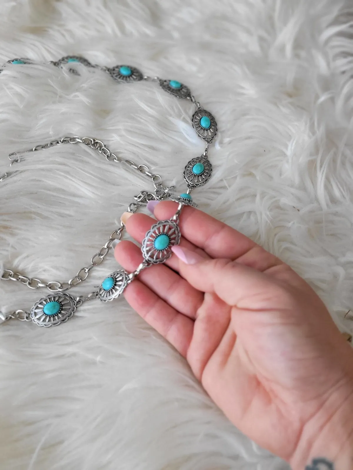 Mini Conch Turquoise Chain Belt
