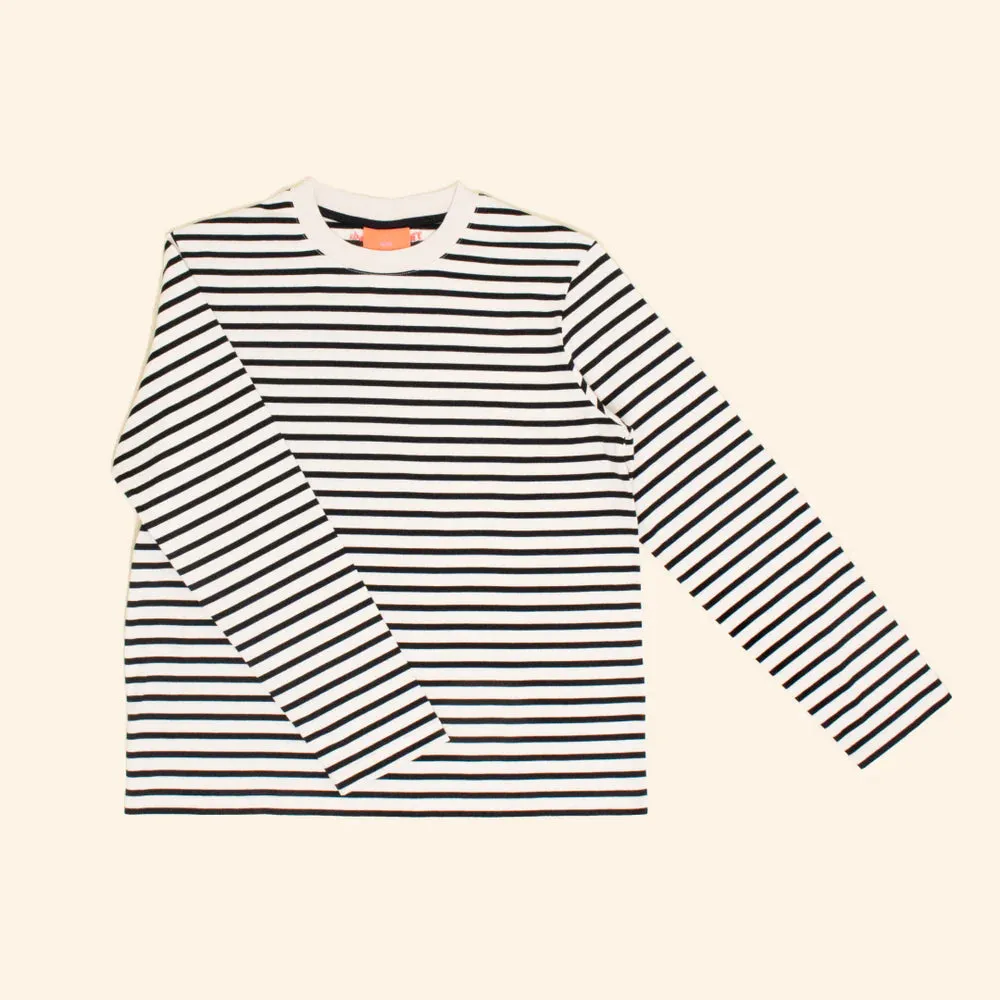 Organic Cotton Longsleeve Shirt (Striped) in Black/White