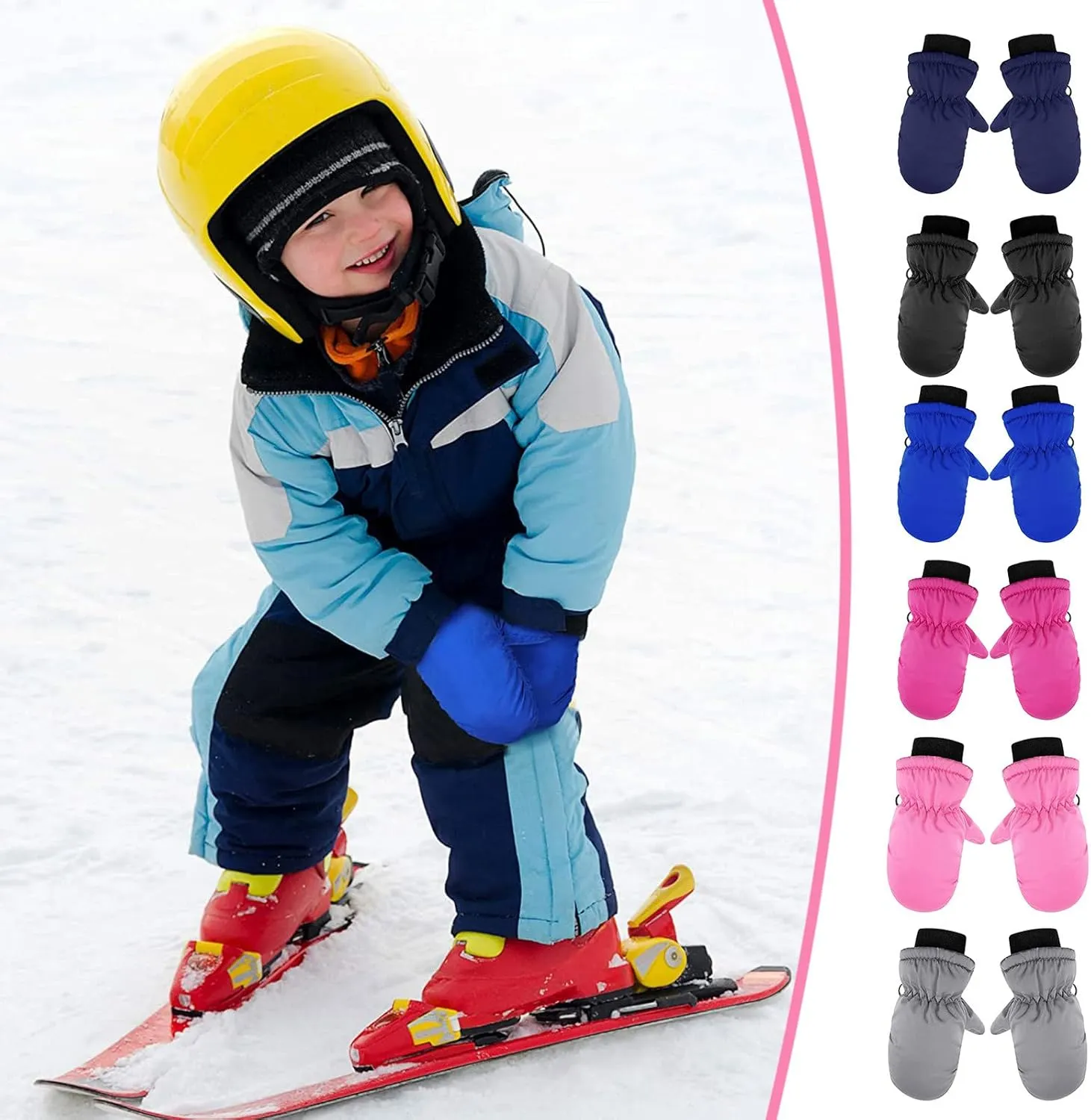 POLG Kids Thicken Snow Mittens Boys Girls Waterproof Ski Mitten Winter Warm Gloves for Toddler Baby Cold Weather