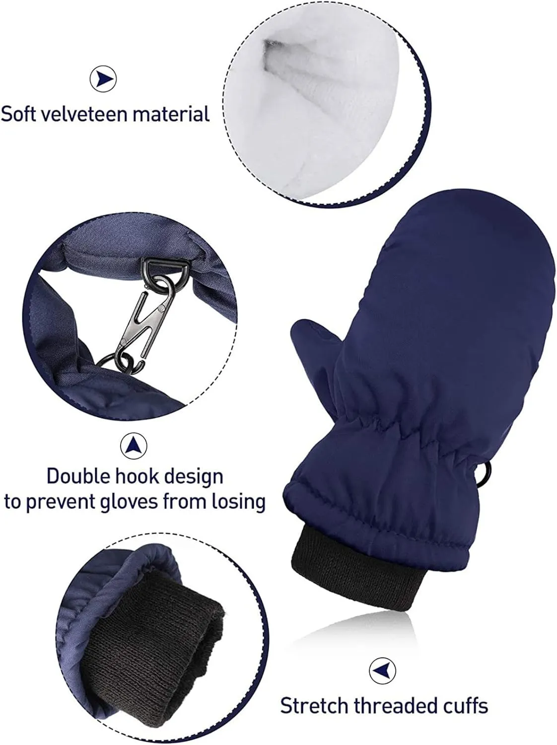 POLG Kids Thicken Snow Mittens Boys Girls Waterproof Ski Mitten Winter Warm Gloves for Toddler Baby Cold Weather