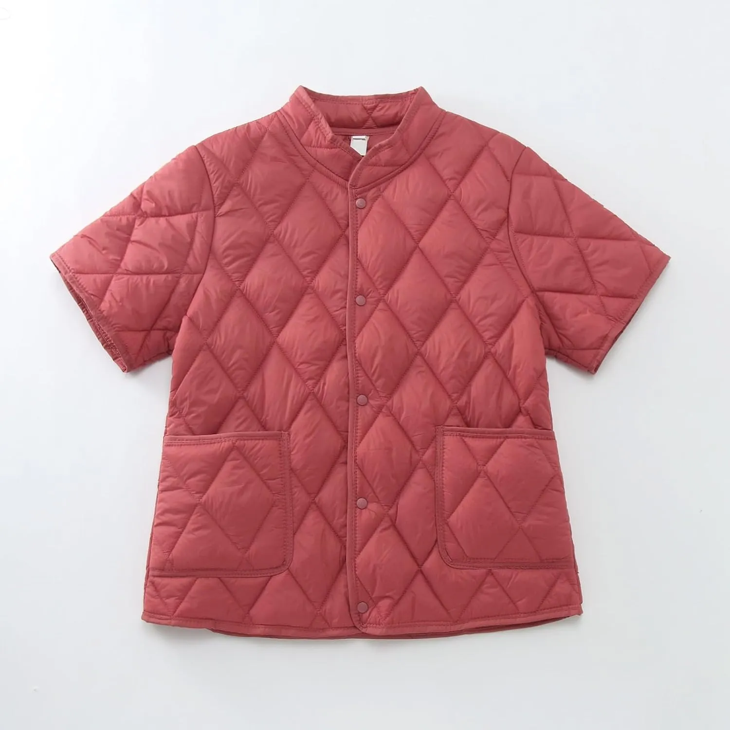 Quilted Jackets for Women Lightweight Petite Cropped Puffer Down Jackets Parkas Button Short Sleeve Fall Winter Coat