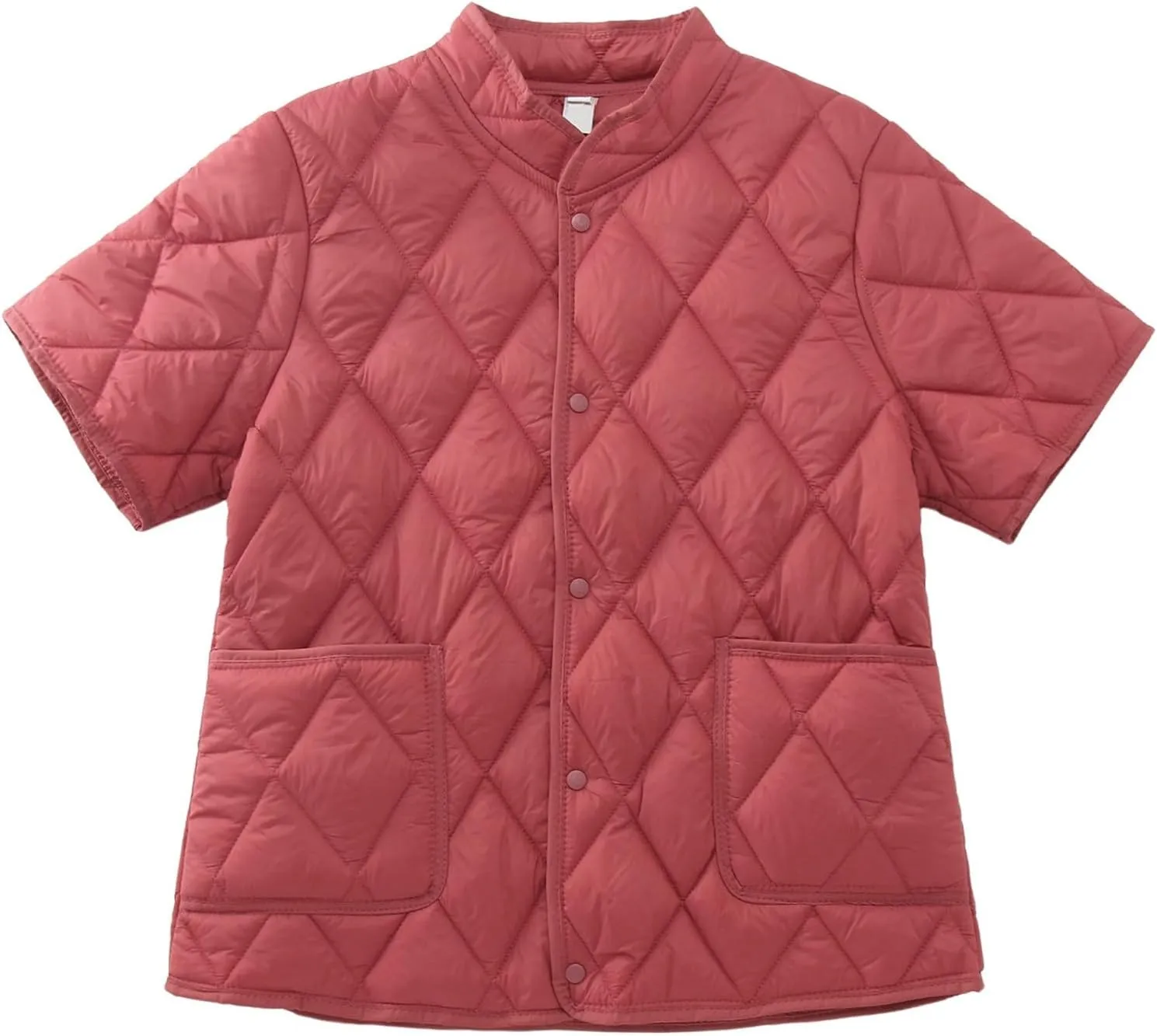 Quilted Jackets for Women Lightweight Petite Cropped Puffer Down Jackets Parkas Button Short Sleeve Fall Winter Coat