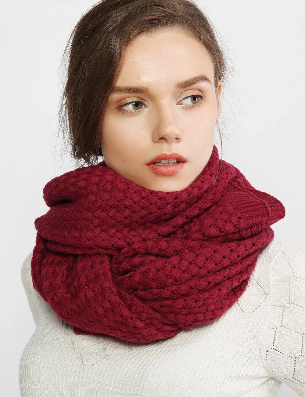 RIIQIICHY Winter Scarfs for Women Cold Weather Chunky Knit Scarf Warm Thick Scarf Long Large Oversized Scarves