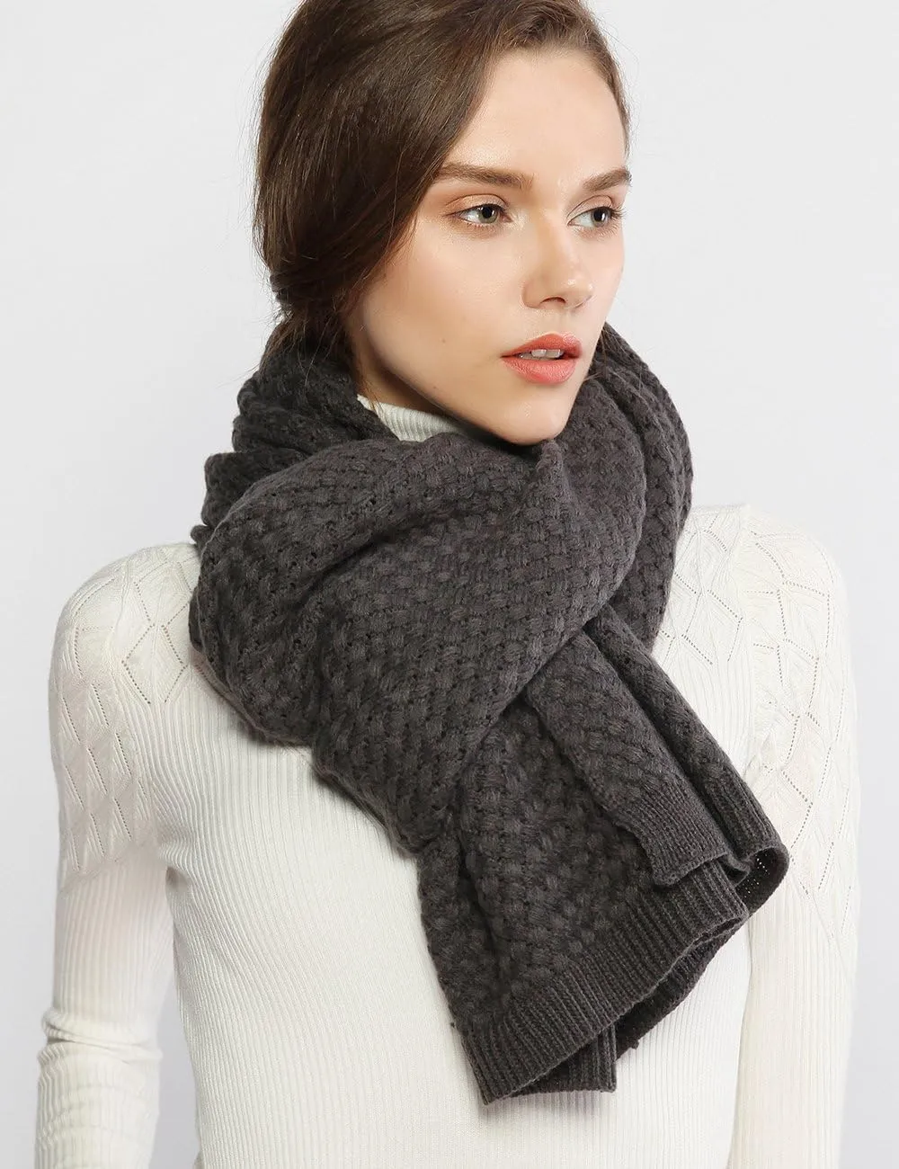 RIIQIICHY Winter Scarfs for Women Cold Weather Chunky Knit Scarf Warm Thick Scarf Long Large Oversized Scarves