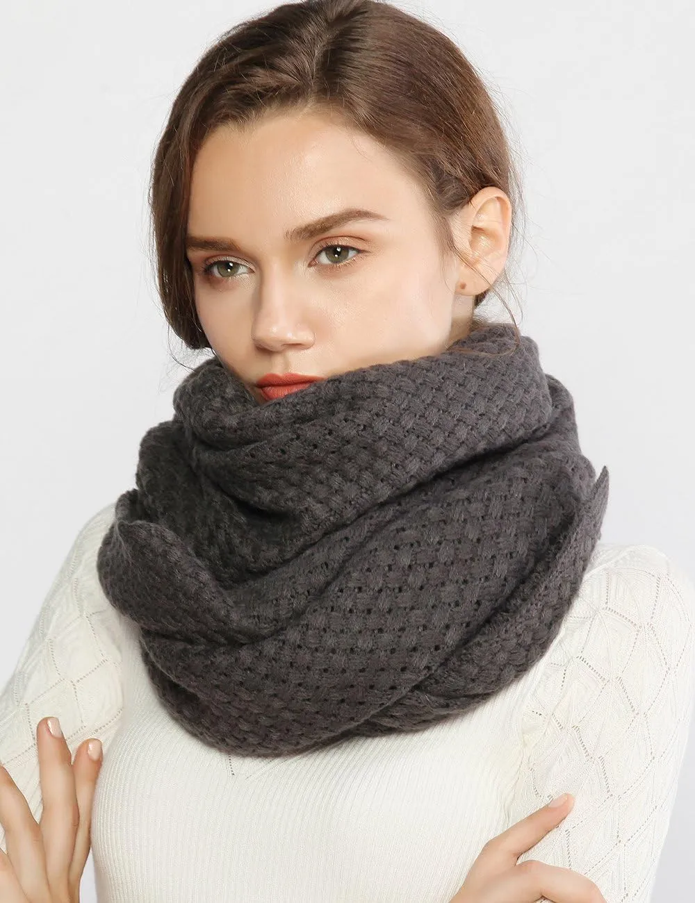 RIIQIICHY Winter Scarfs for Women Cold Weather Chunky Knit Scarf Warm Thick Scarf Long Large Oversized Scarves