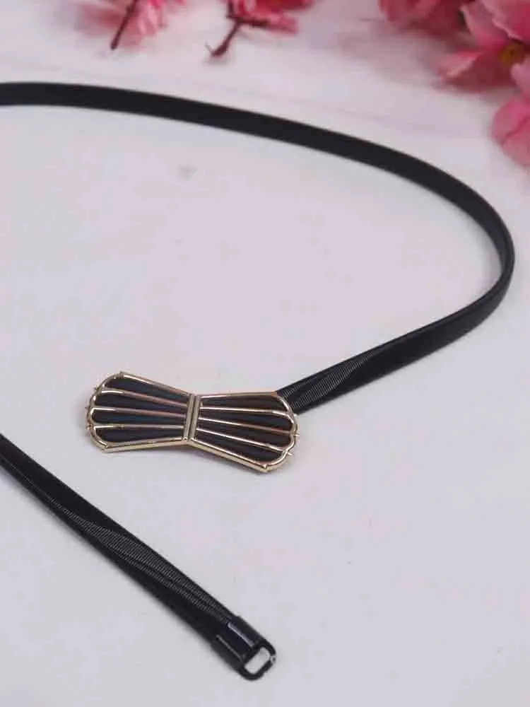 Stretchy Skinny Belt with Black Bow Buckle - Professional Accessory