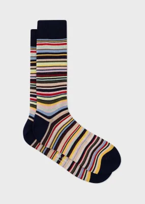 Striped Socks  | Navy Mix