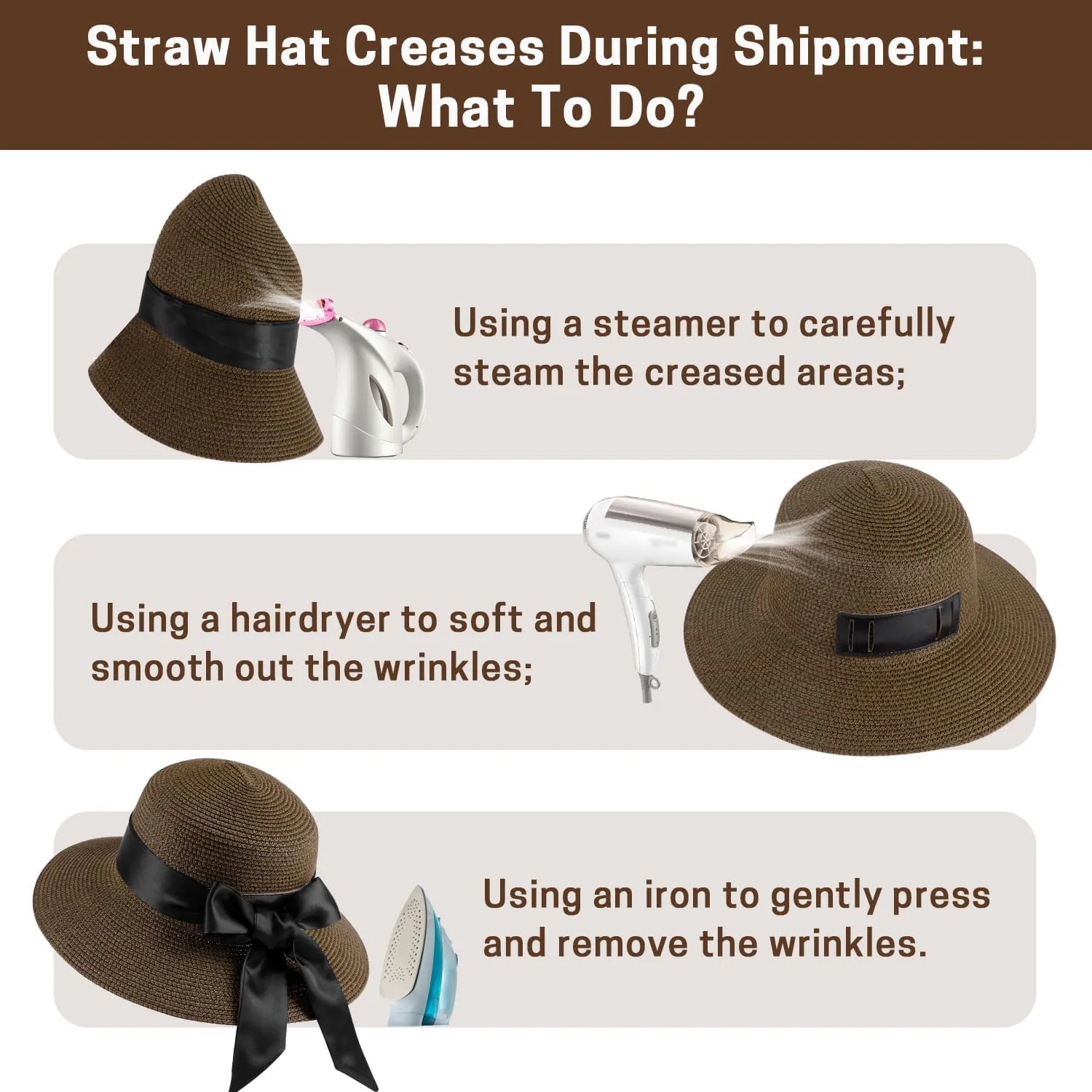 Summer Straw Hats for Women, Wide Brim Beach Hat, Boho Sun Hats with Detachable Silk Tie, Packable Travel Bucket Hat - UPF 50