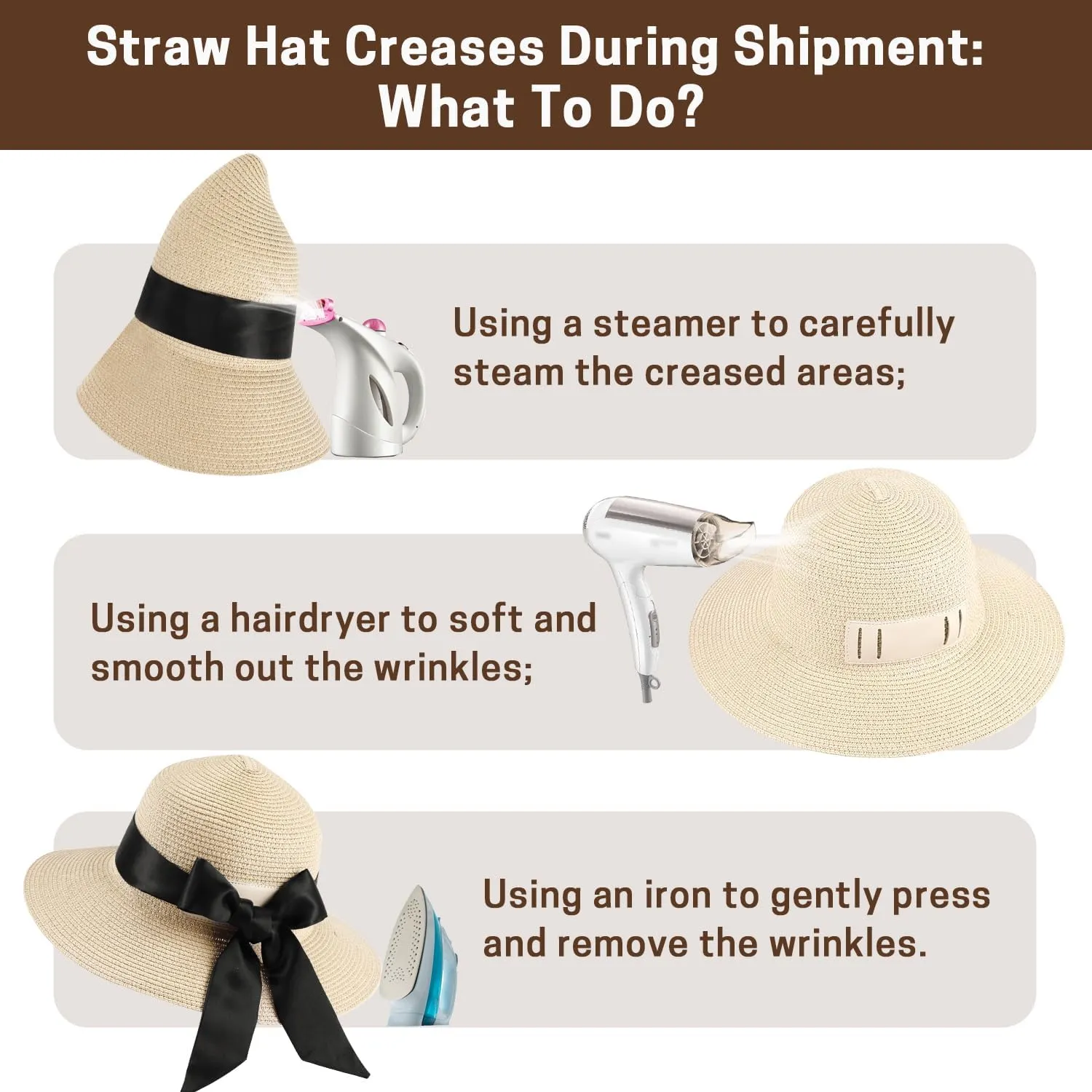 Summer Straw Hats for Women, Wide Brim Beach Hat, Boho Sun Hats with Detachable Silk Tie, Packable Travel Bucket Hat - UPF 50