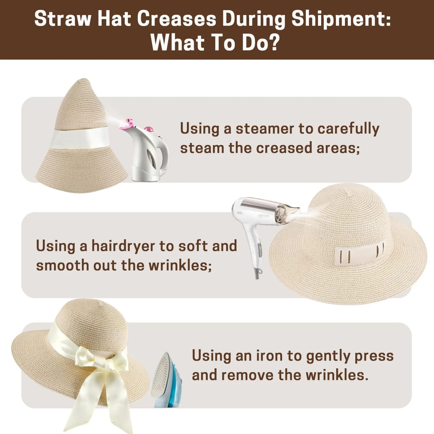 Summer Straw Hats for Women, Wide Brim Beach Hat, Boho Sun Hats with Detachable Silk Tie, Packable Travel Bucket Hat - UPF 50
