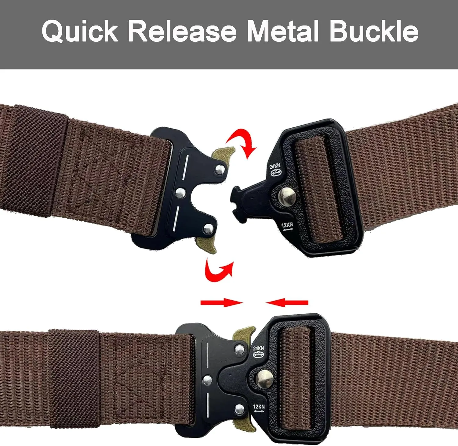 Tactical Belt: Military Style Quick Release Metal Zinc Alloy Buckle Belts - 1.5" Polyester Web Work Belt