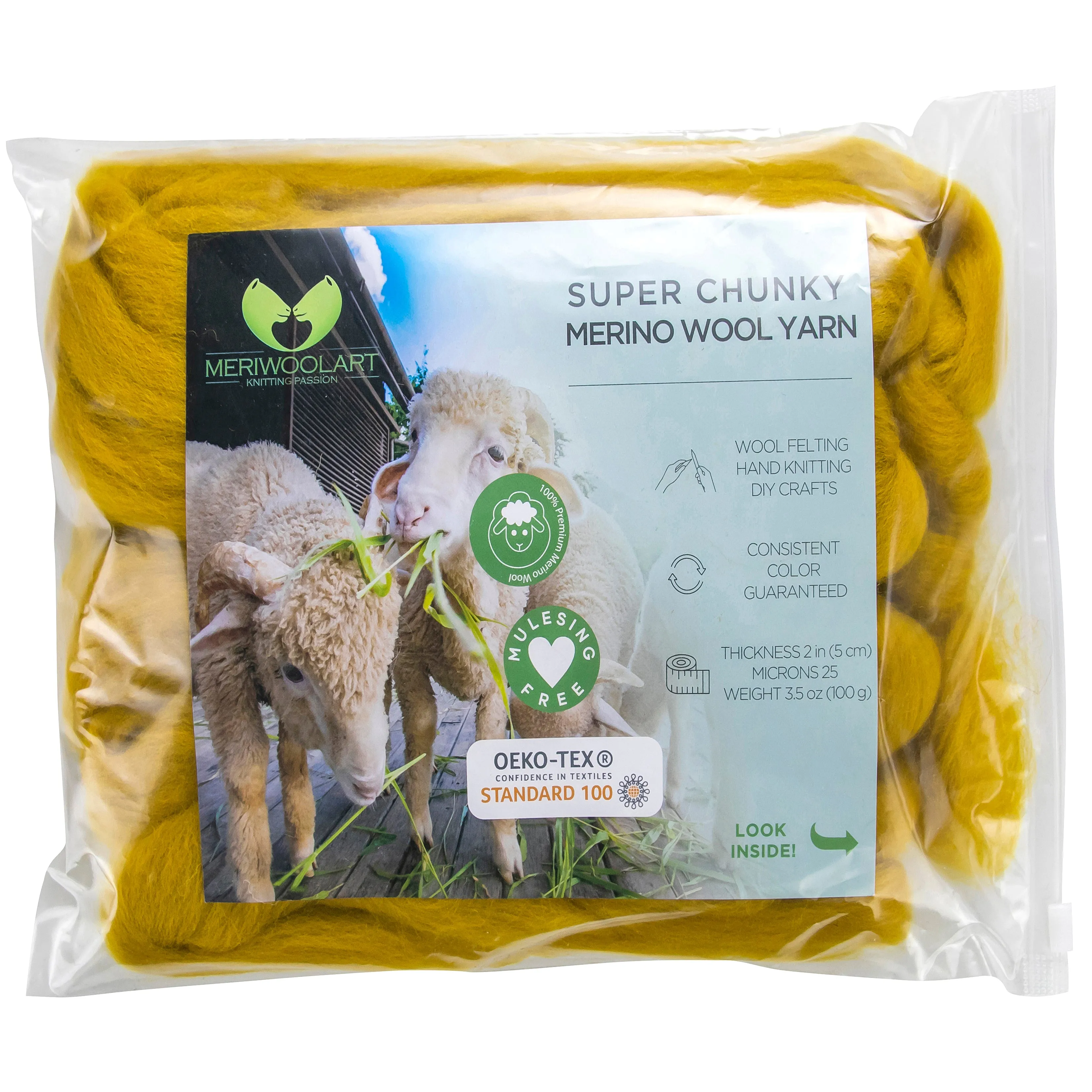 TOBACCO SUPER CHUNKY MERINO WOOL 4-5 CM, 25 MICRONS