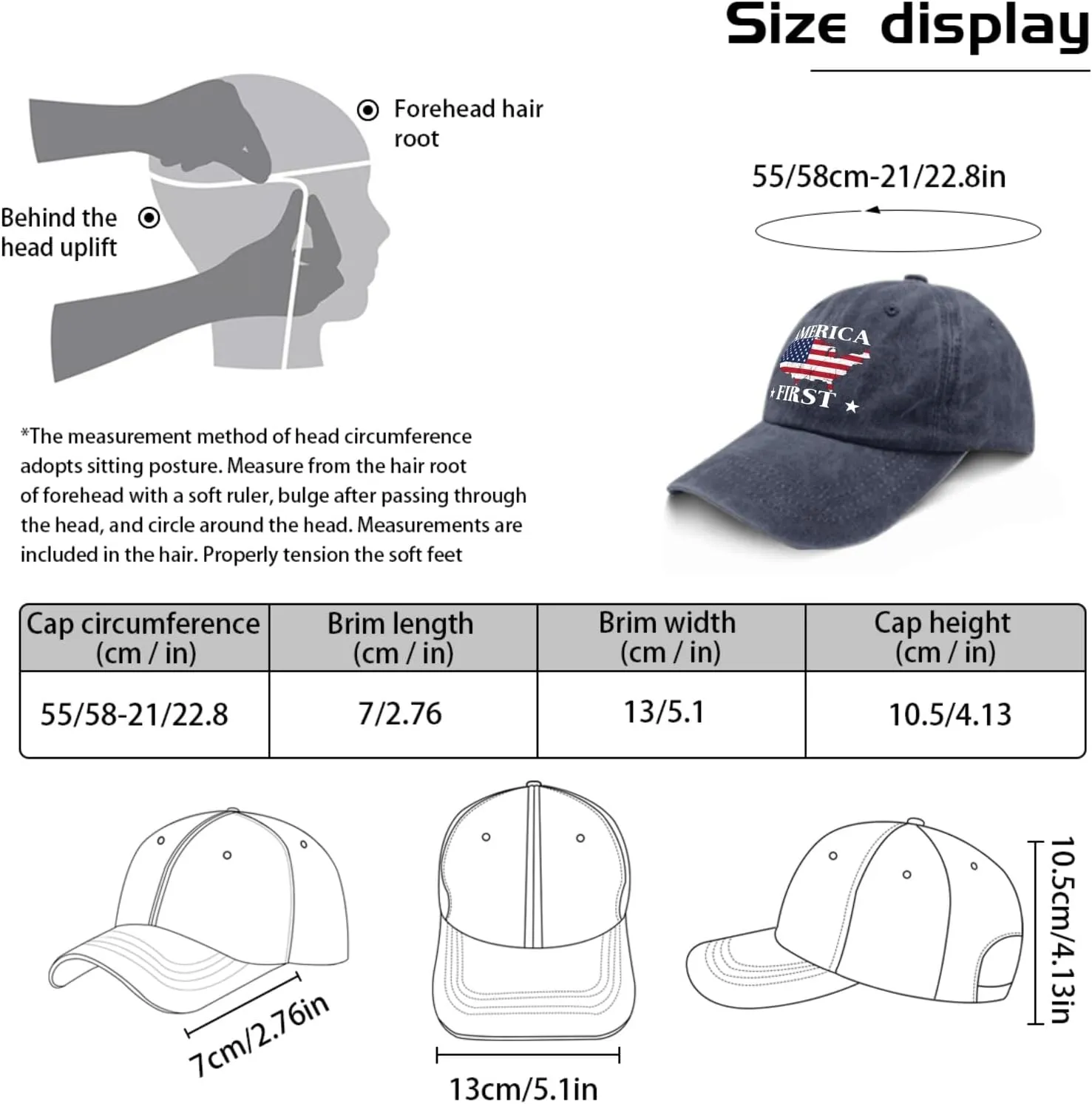 USA First Golf Hat Mesh Hat Pigment Black Womens Baseball Hat Gifts for Dad Sun Cap
