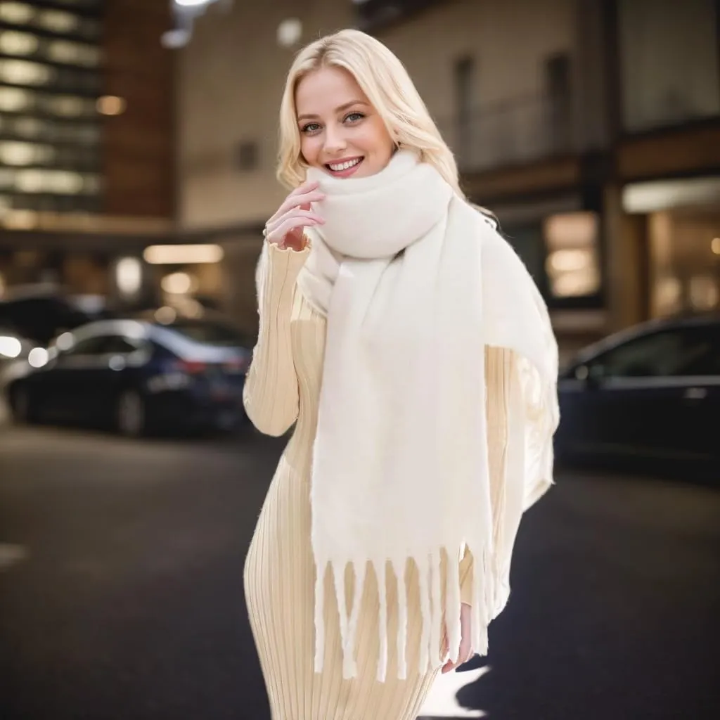 Winter Scarf for Women Big Chunky Scarf Solid Warm Soft Oversized Thick Blanket Scarves Shawl Cashmere Feel