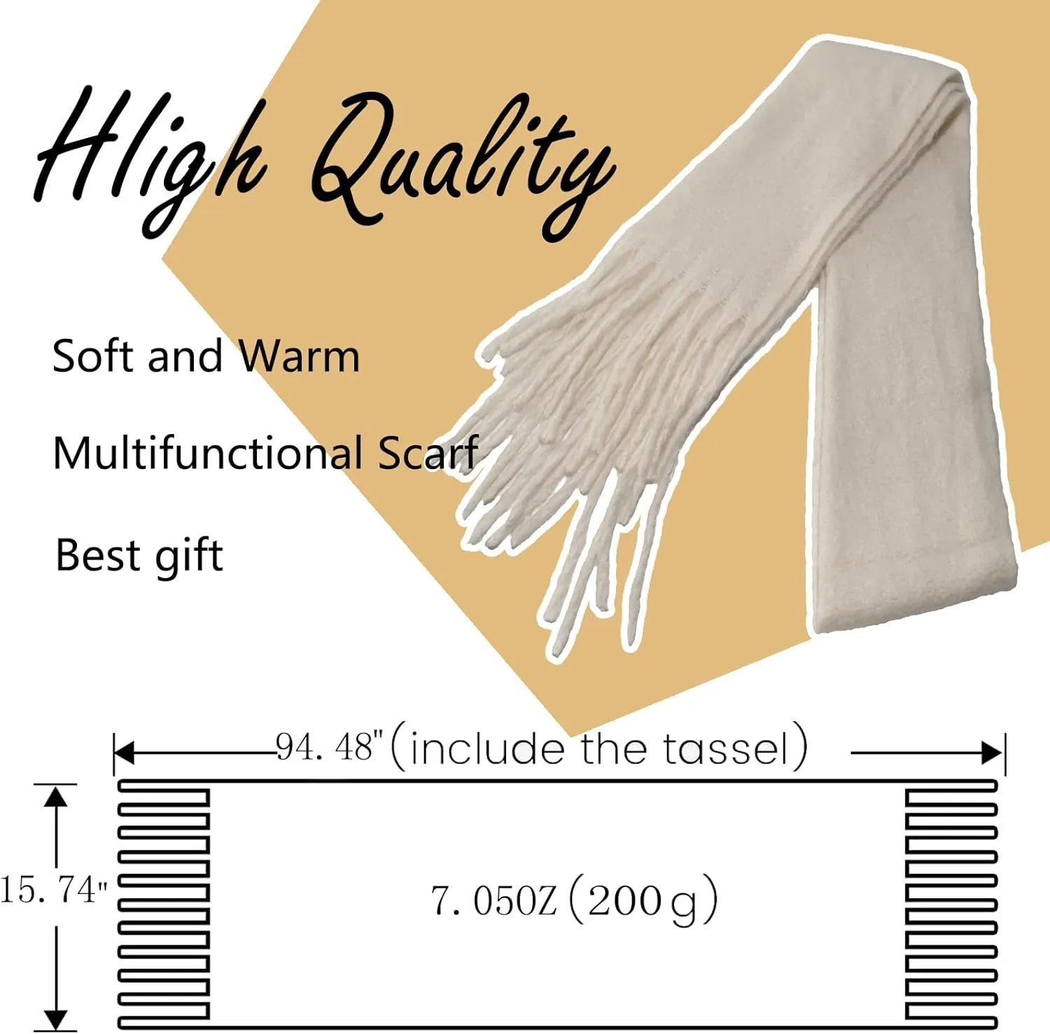 Winter Scarf for Women Big Chunky Scarf Solid Warm Soft Oversized Thick Blanket Scarves Shawl Cashmere Feel