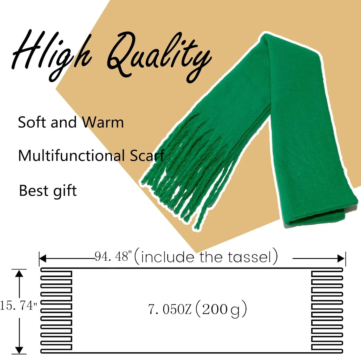 Winter Scarf for Women Big Chunky Scarf Solid Warm Soft Oversized Thick Blanket Scarves Shawl Cashmere Feel