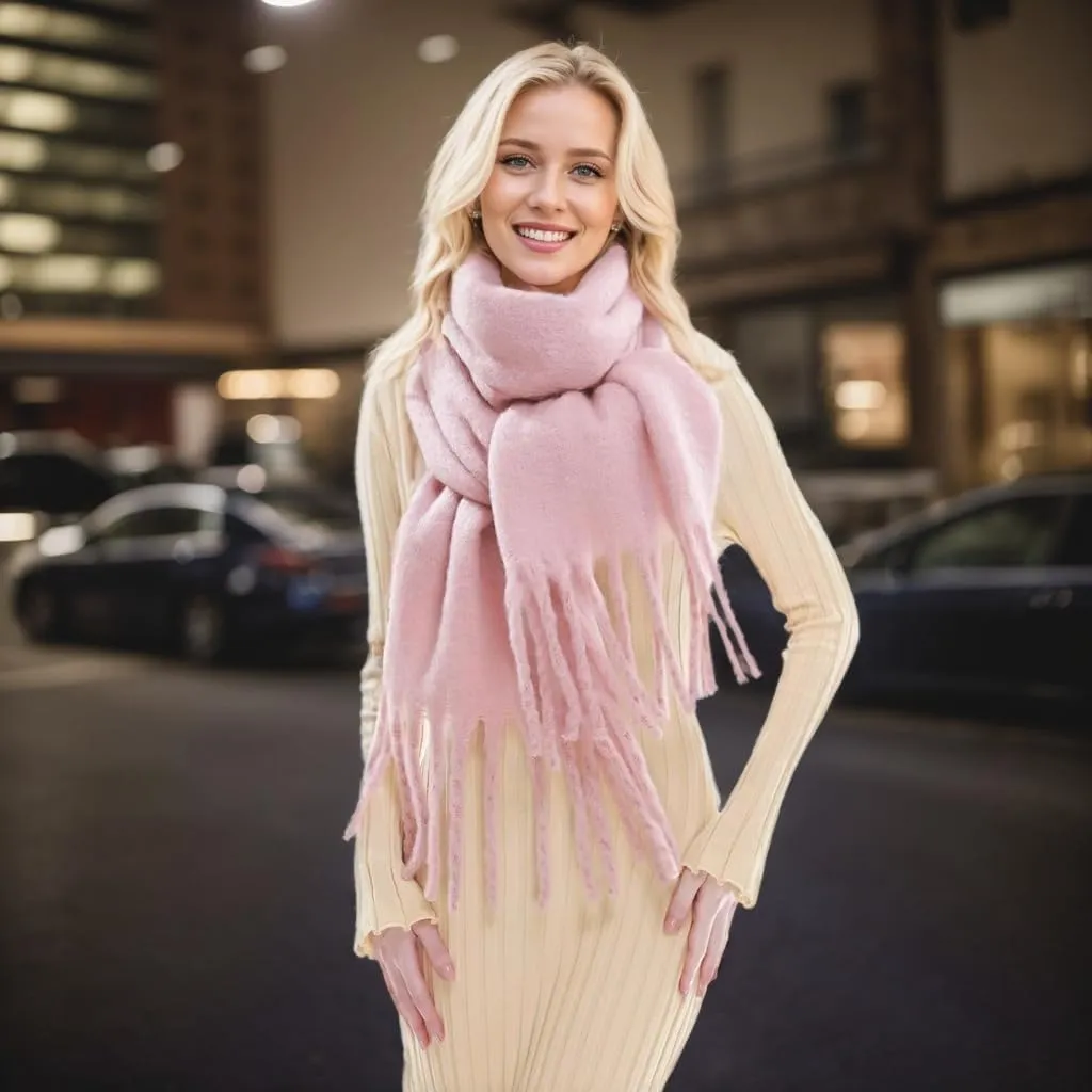 Winter Scarf for Women Big Chunky Scarf Solid Warm Soft Oversized Thick Blanket Scarves Shawl Cashmere Feel