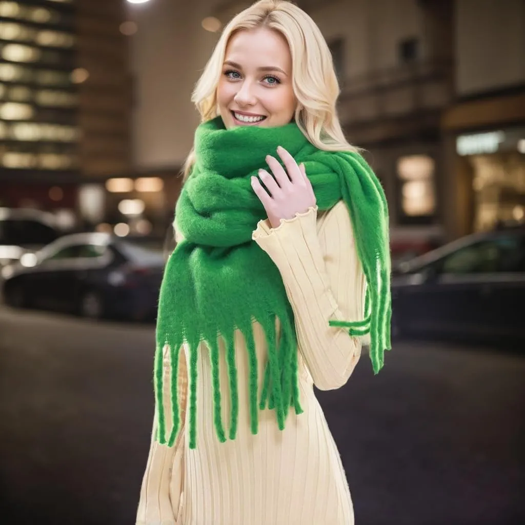 Winter Scarf for Women Big Chunky Scarf Solid Warm Soft Oversized Thick Blanket Scarves Shawl Cashmere Feel