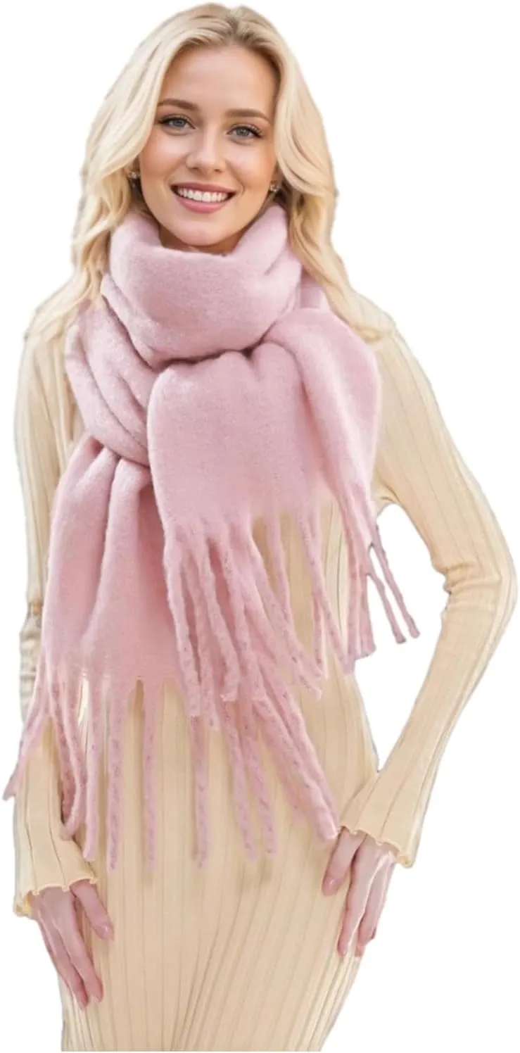 Winter Scarf for Women Big Chunky Scarf Solid Warm Soft Oversized Thick Blanket Scarves Shawl Cashmere Feel