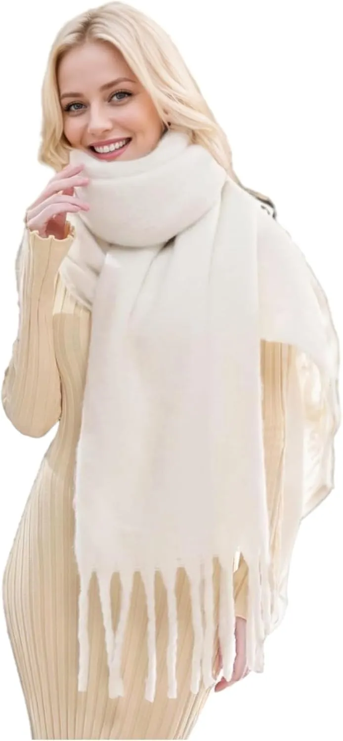 Winter Scarf for Women Big Chunky Scarf Solid Warm Soft Oversized Thick Blanket Scarves Shawl Cashmere Feel