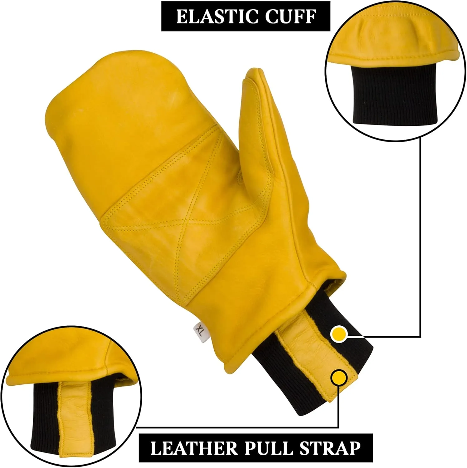 Winter Work Gloves for Men-Insulated Water-Resistant Leather Cold Weather Chopper Mittens in small, med, large, xl, xxl