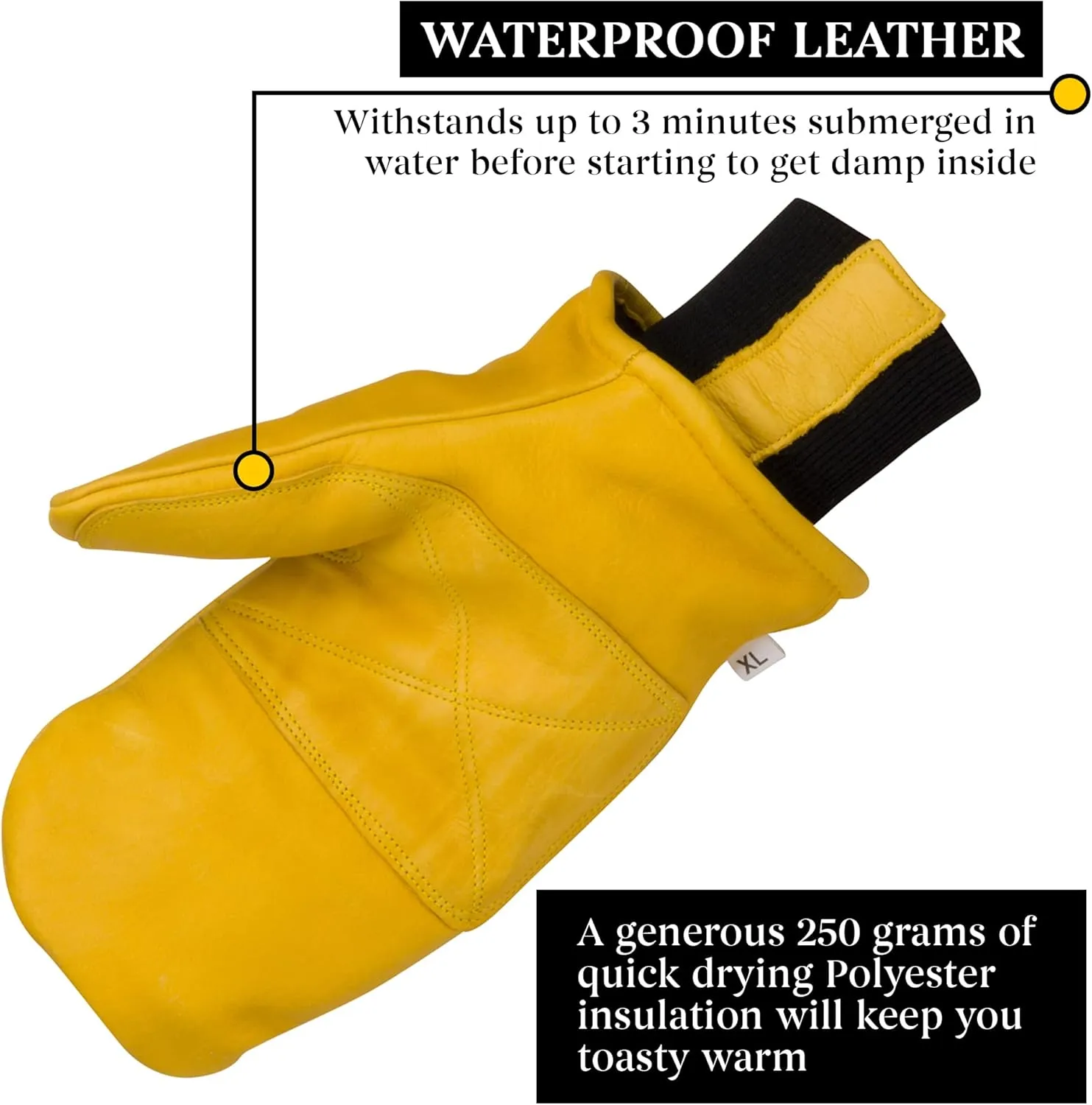 Winter Work Gloves for Men-Insulated Water-Resistant Leather Cold Weather Chopper Mittens in small, med, large, xl, xxl