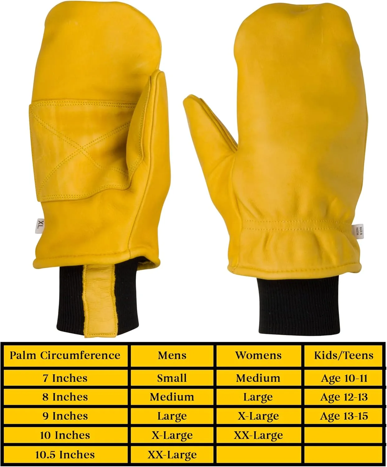 Winter Work Gloves for Men-Insulated Water-Resistant Leather Cold Weather Chopper Mittens in small, med, large, xl, xxl