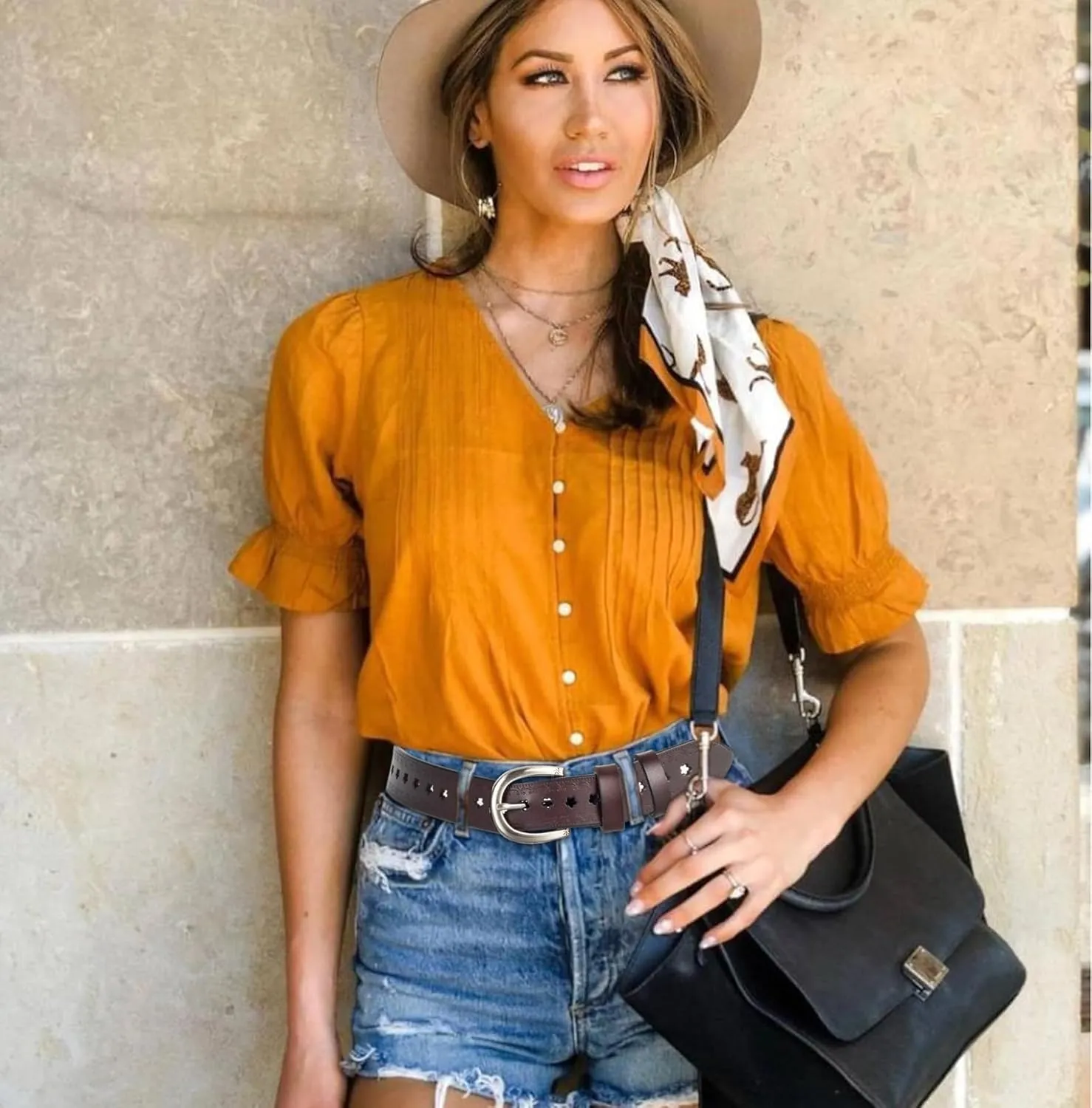 Women-Leather-Belt for Jeans Pants Adjustable-Fashion-Casual-Waist-Belts Hollow Flower Belt for Ladies Girls