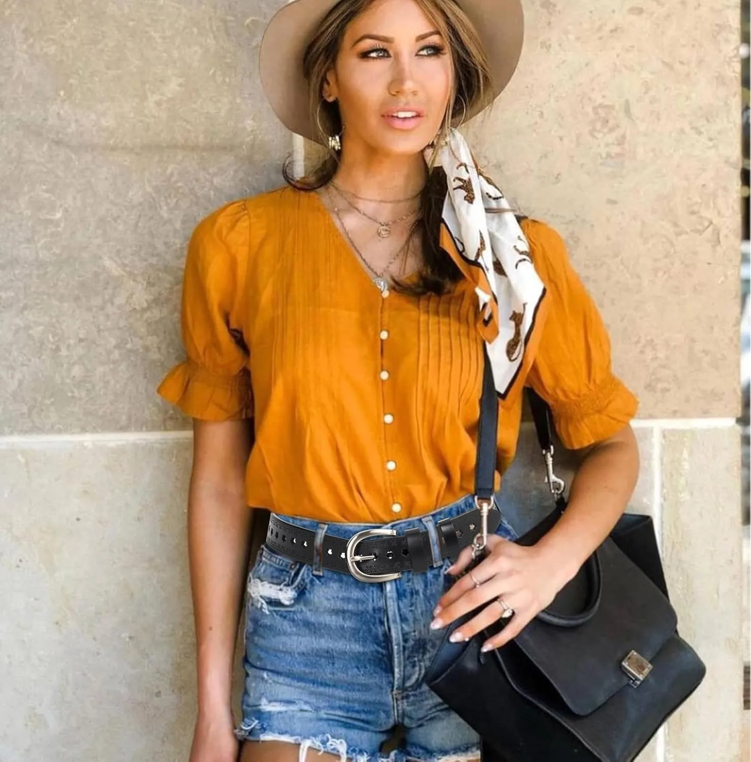Women-Leather-Belt for Jeans Pants Adjustable-Fashion-Casual-Waist-Belts Hollow Flower Belt for Ladies Girls