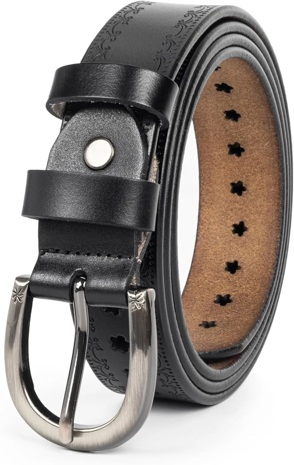 Women-Leather-Belt for Jeans Pants Adjustable-Fashion-Casual-Waist-Belts Hollow Flower Belt for Ladies Girls