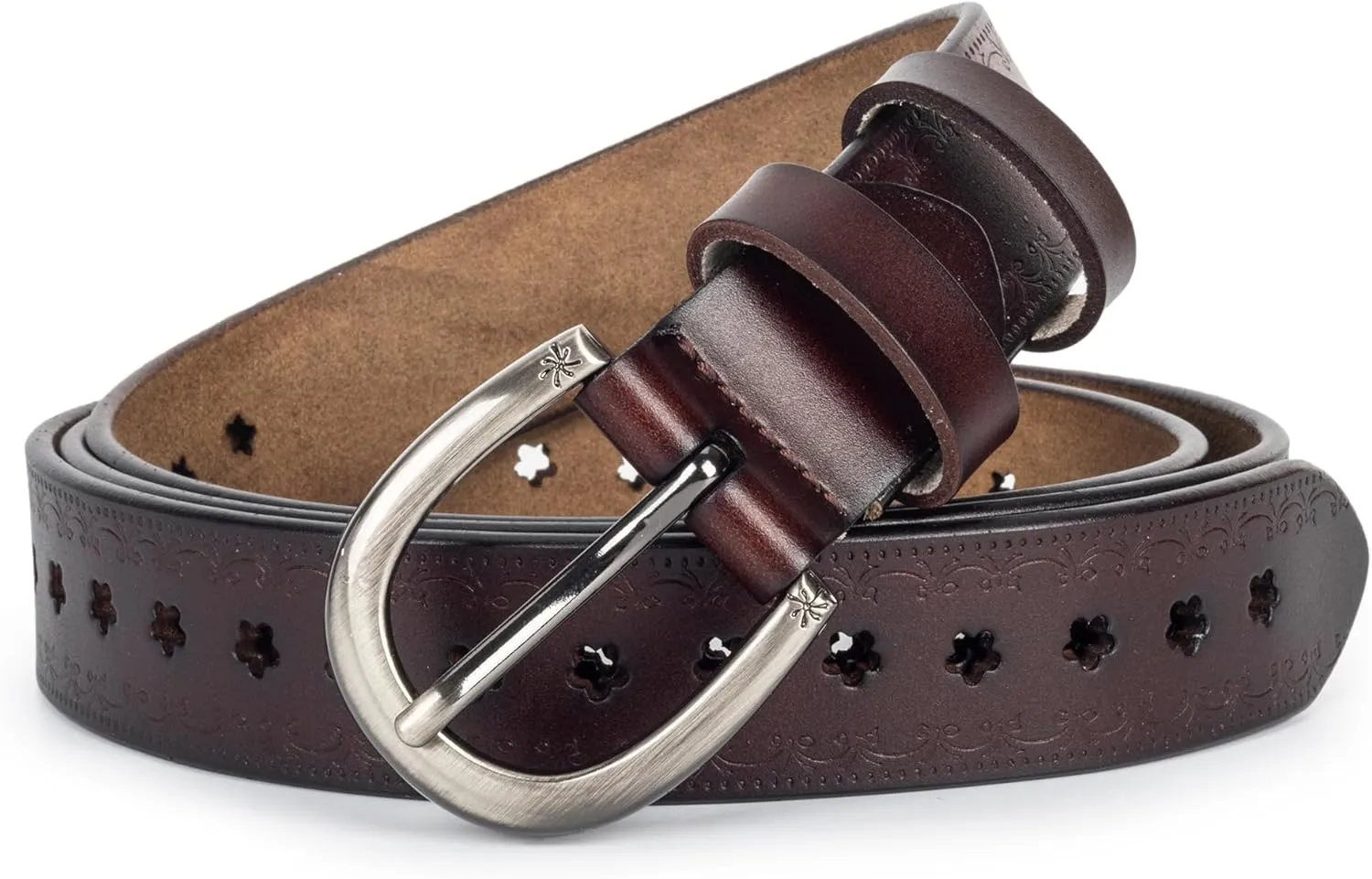 Women-Leather-Belt for Jeans Pants Adjustable-Fashion-Casual-Waist-Belts Hollow Flower Belt for Ladies Girls