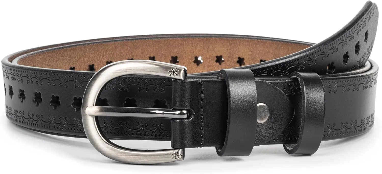 Women-Leather-Belt for Jeans Pants Adjustable-Fashion-Casual-Waist-Belts Hollow Flower Belt for Ladies Girls