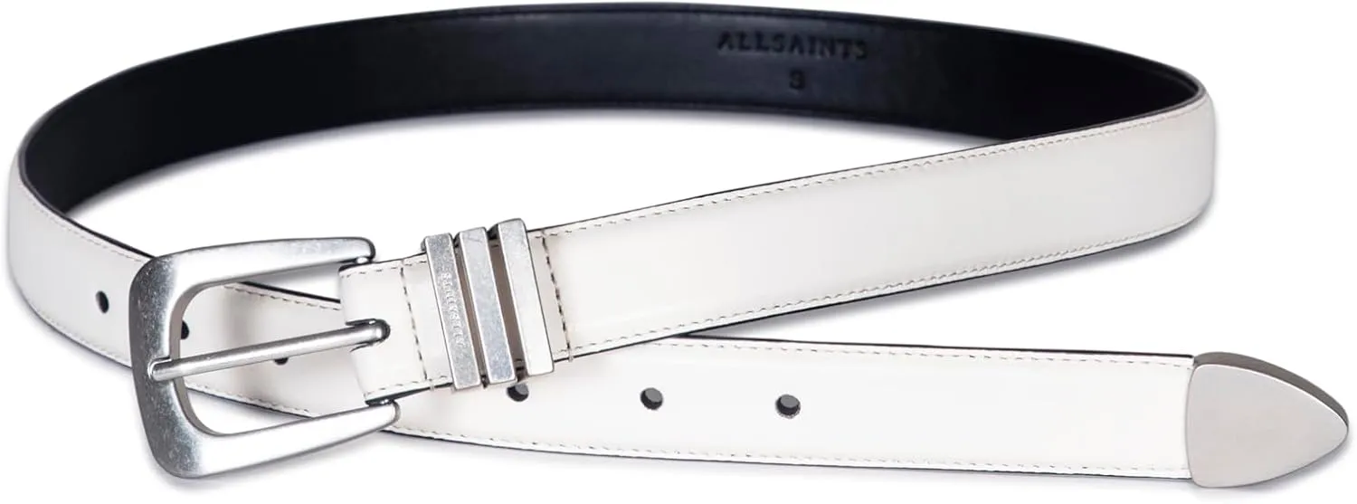 Women's 1 Inch Belt with Triple Metal Keeper & Tip, Western-Inspired Buckle