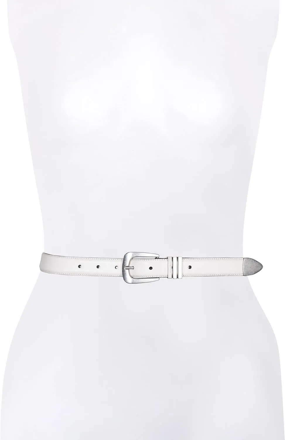 Women's 1 Inch Belt with Triple Metal Keeper & Tip, Western-Inspired Buckle