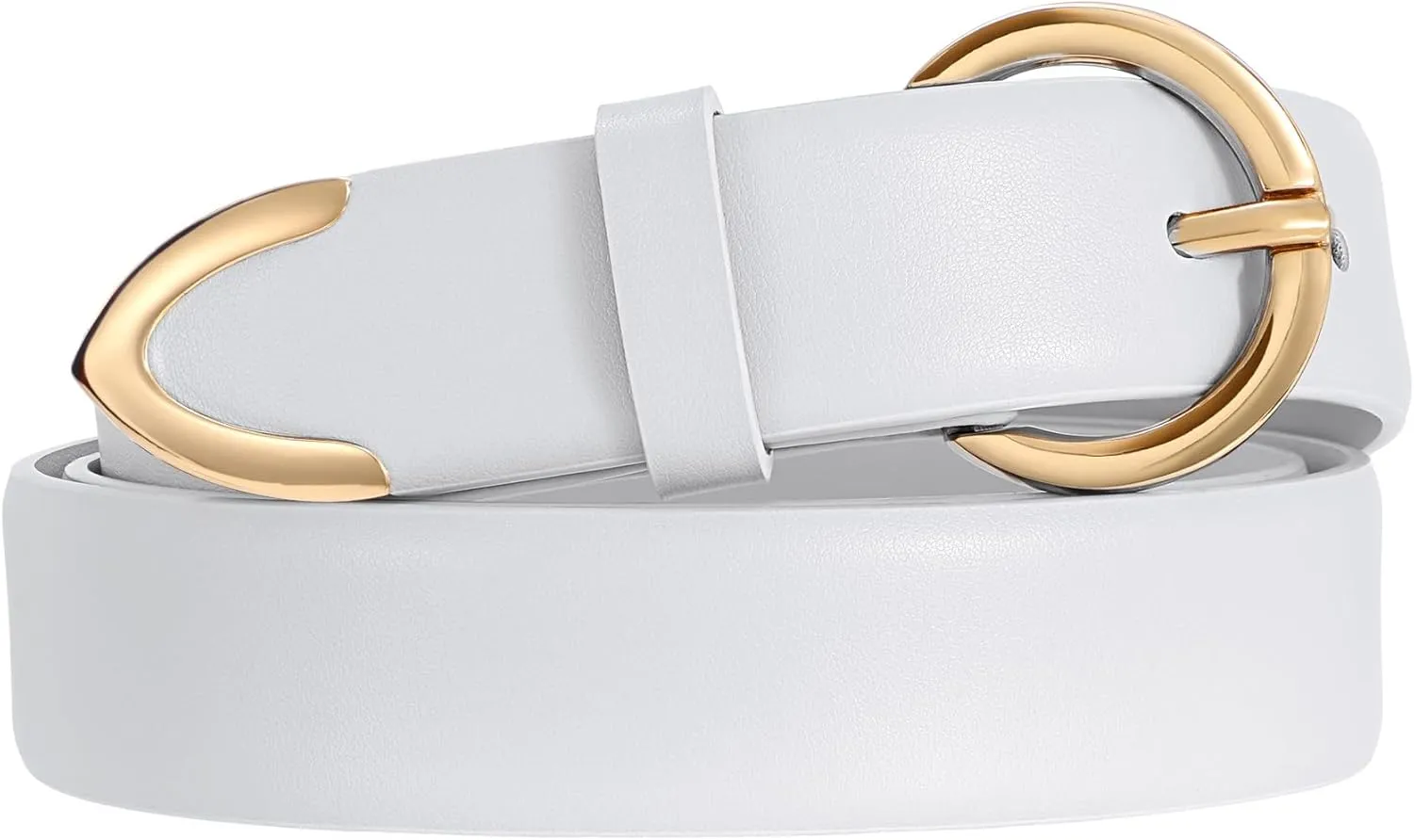 XZQTIVE Women’s Leather Belts for Jeans Pants Dresses Fashion Ladies Black Belt with Gold Buckle