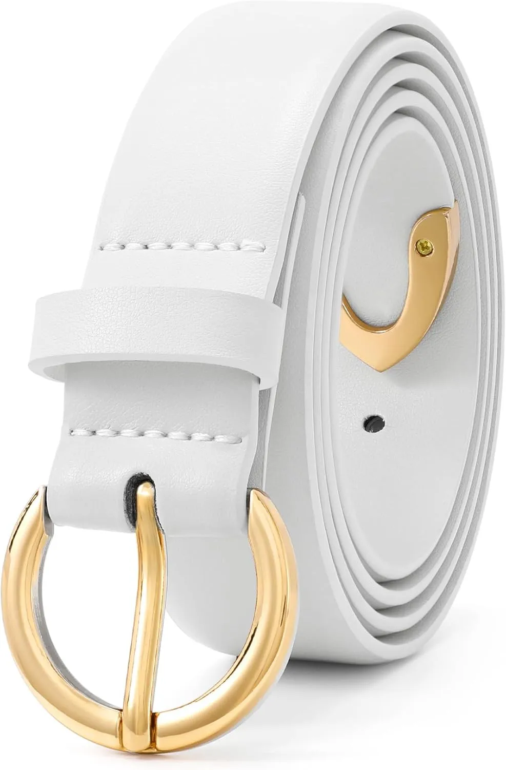 XZQTIVE Women’s Leather Belts for Jeans Pants Dresses Fashion Ladies Black Belt with Gold Buckle