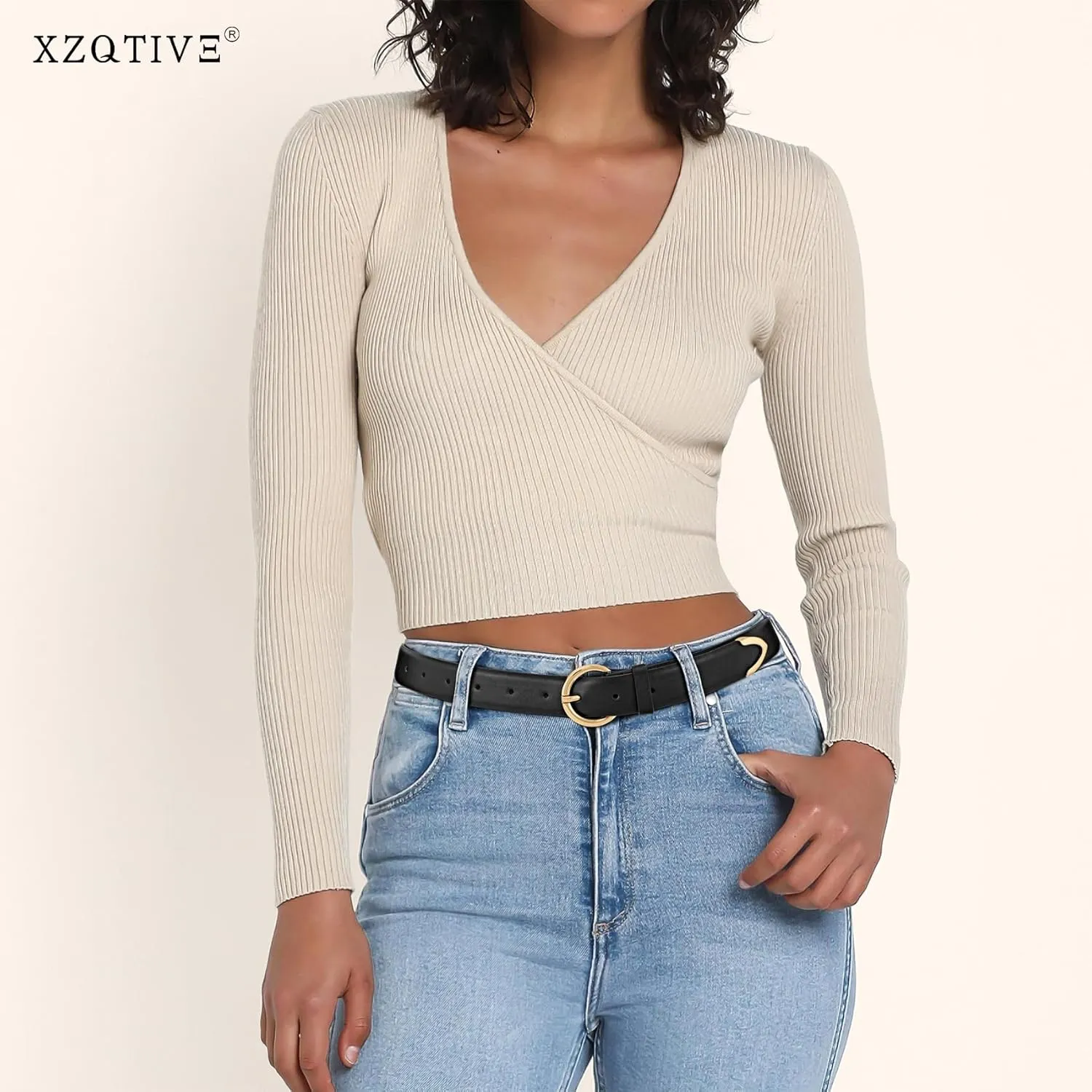 XZQTIVE Women’s Leather Belts for Jeans Pants Dresses Fashion Ladies Black Belt with Gold Buckle