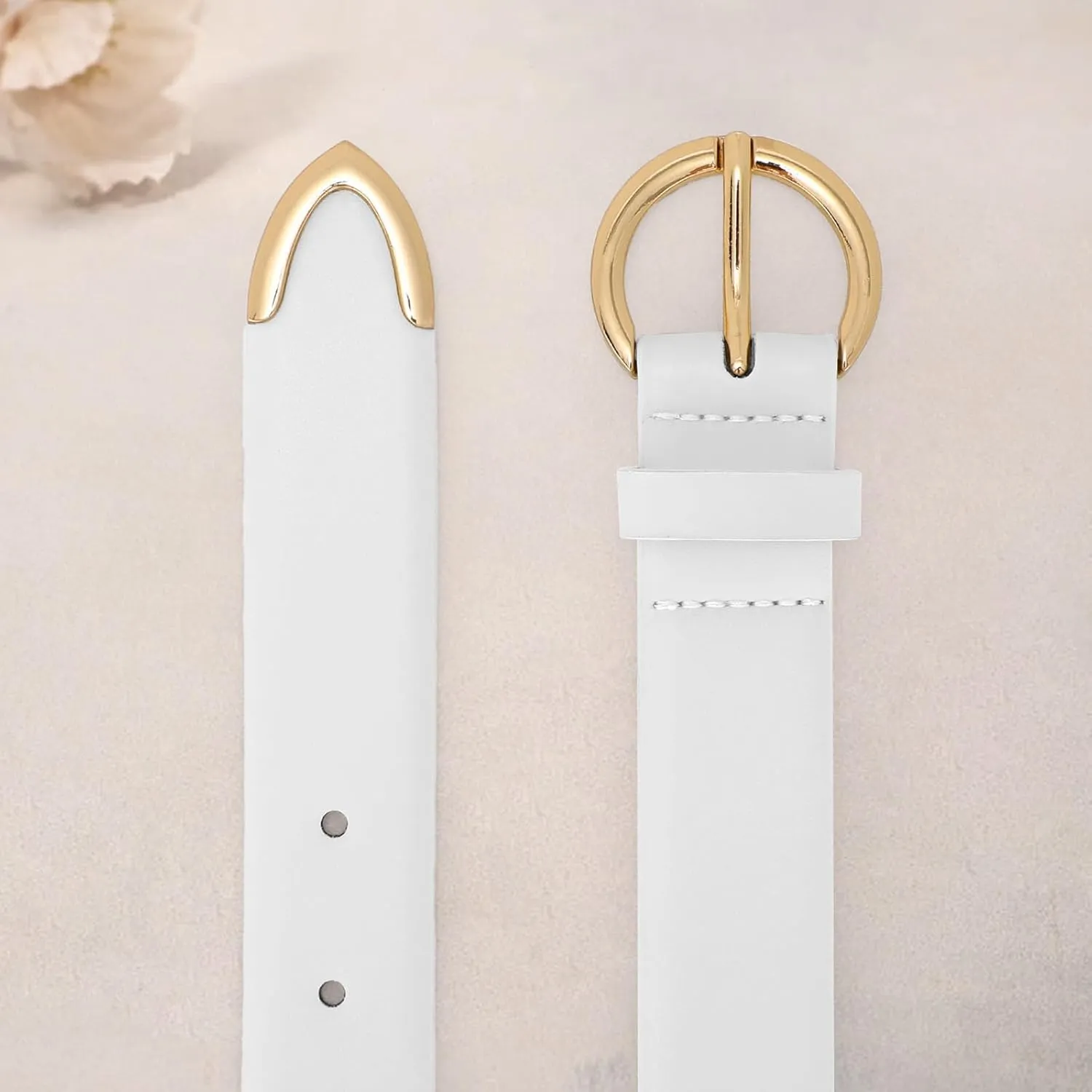 XZQTIVE Women’s Leather Belts for Jeans Pants Dresses Fashion Ladies Black Belt with Gold Buckle