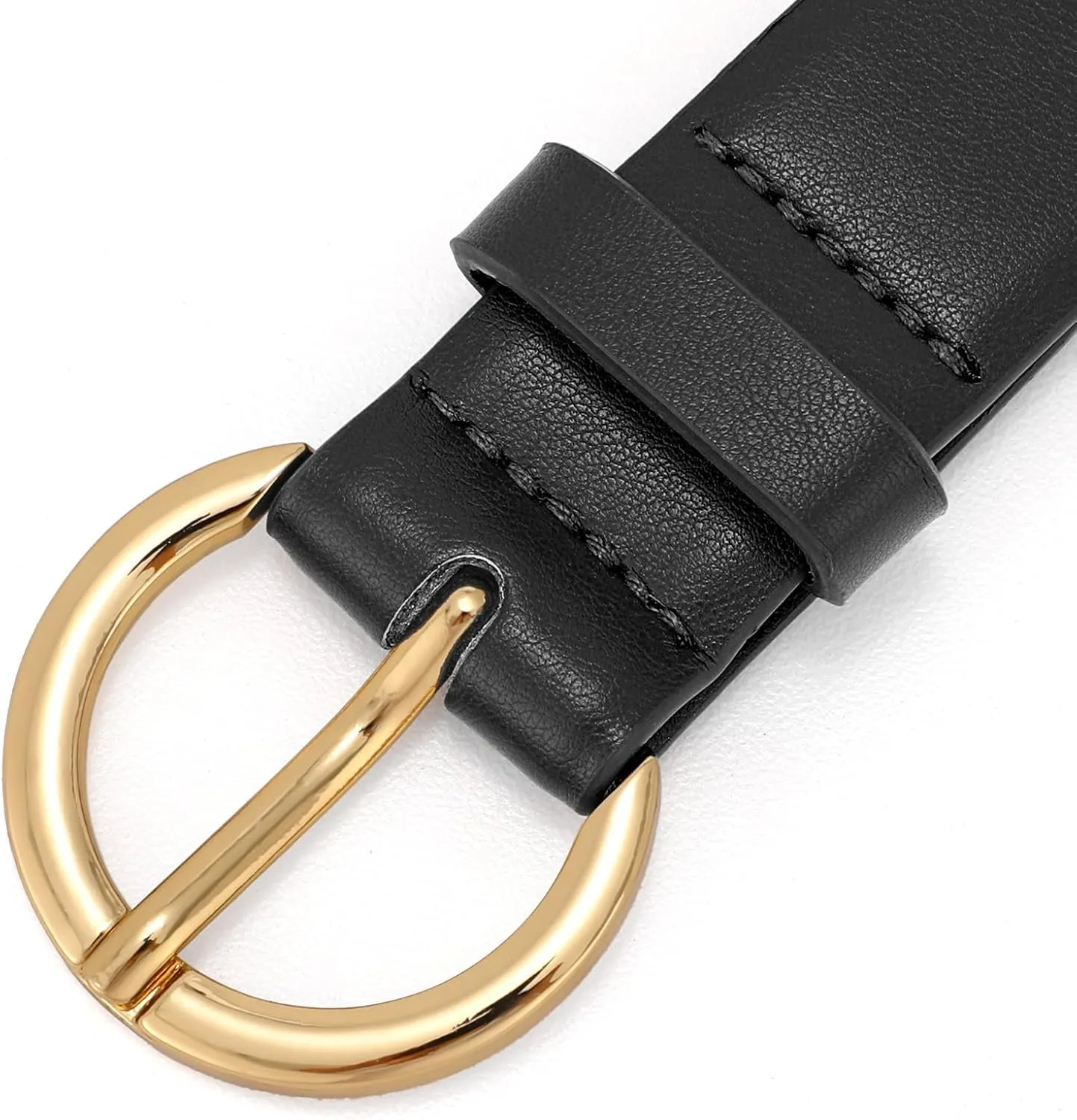XZQTIVE Women’s Leather Belts for Jeans Pants Dresses Fashion Ladies Black Belt with Gold Buckle