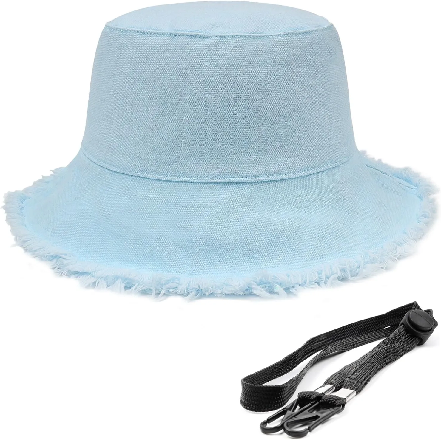 Zylioo 2XL/XL/L Frayed Bucket Hats, M/S/XS Tassel Floppy Travel Hats,2 in 1 Cute Fringe Fishing Sun Hat Small Heads